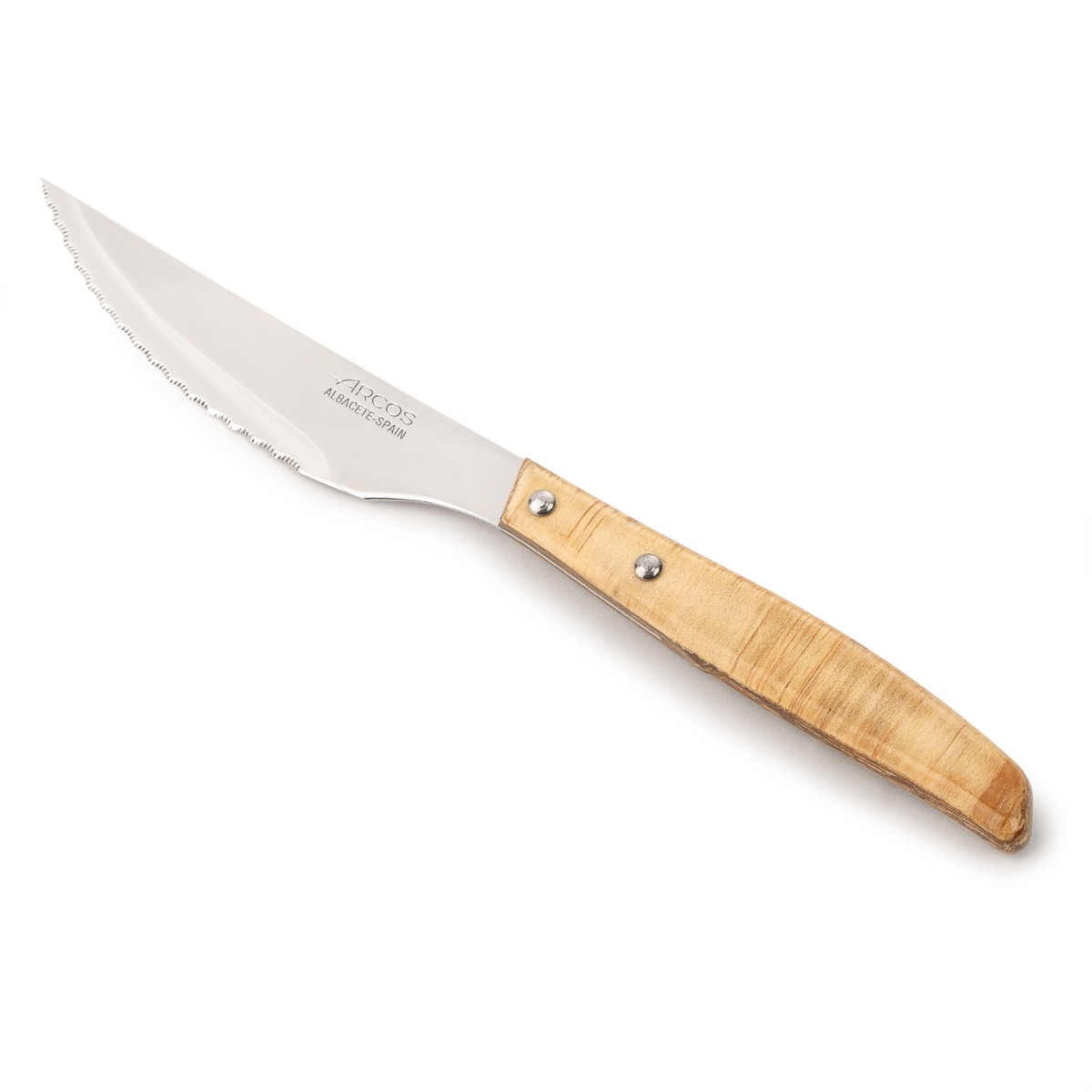 Arcos Cuchillos Mesa - Cuchillo Carne Mesa - Hoja Acero Inoxidable Nitrum 4" - Corta carnein esfuerzo gracias au filo perlado - Hojaerrada potente - Mango Madera en color Marrón