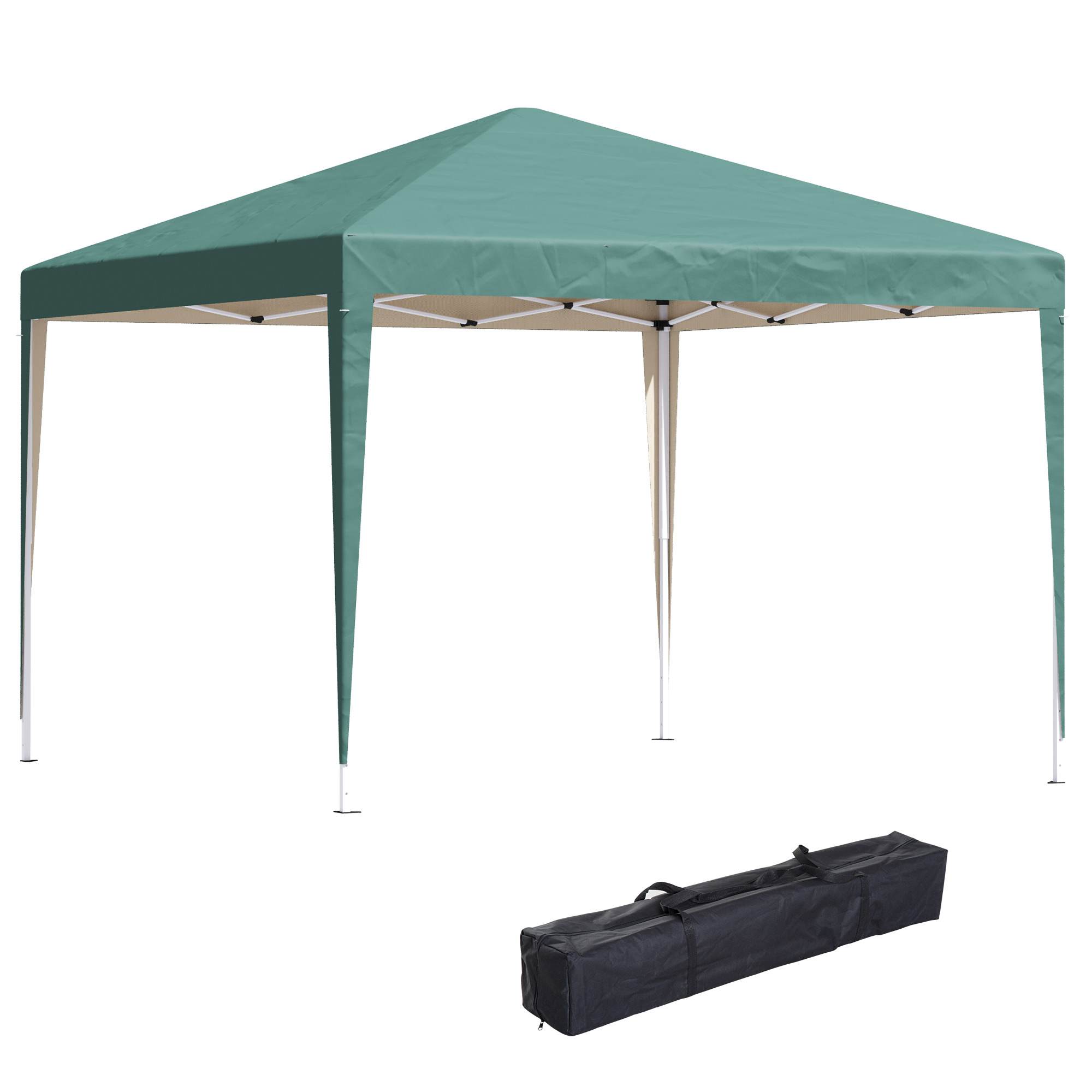 Outsunny Carpa Plegable 3x3 m Cenador de Jardín Gazebo con Bolsa de Transporte Altura Ajustable en 3 Niveles Anti-UV e Impermeable para Terraza Patio Playa Verde