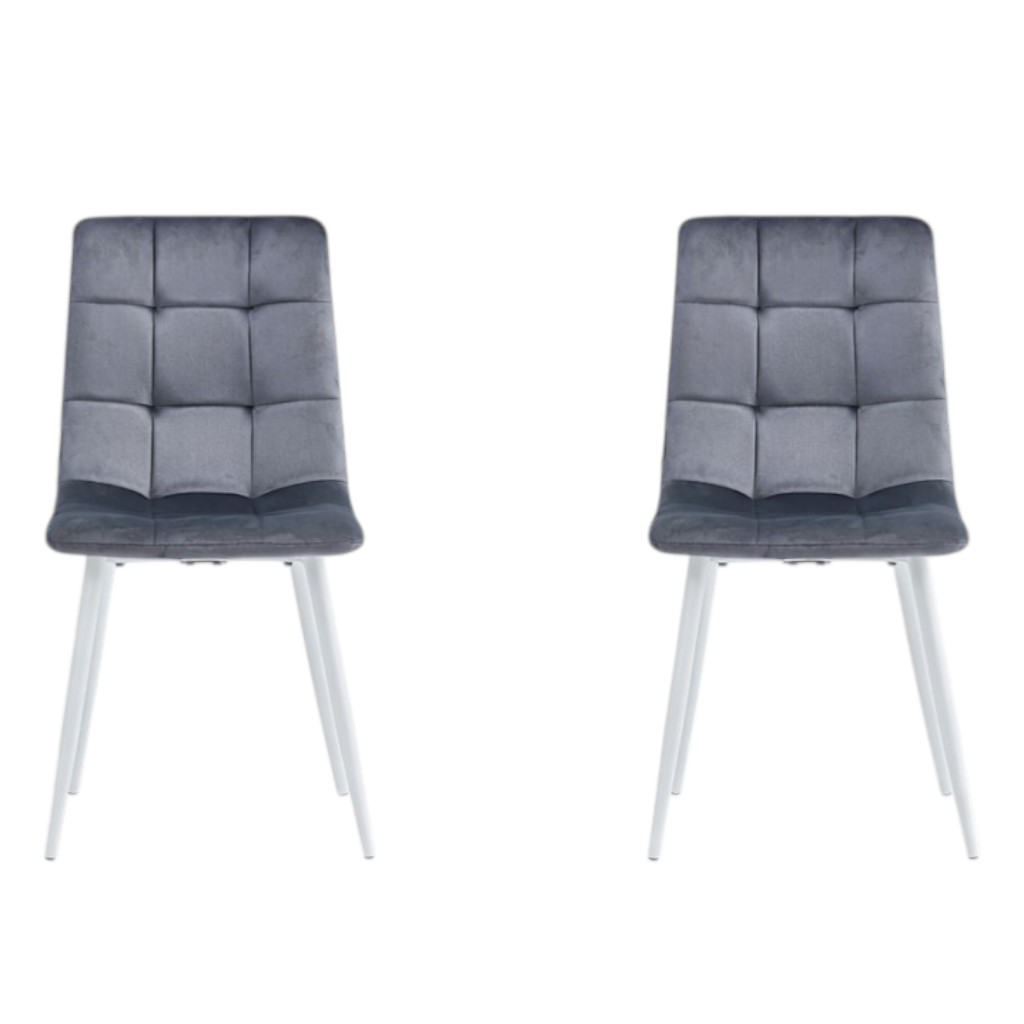 Minimal DECO Pack de 2 Sillas Tapizadas de Comedor Estilo Moderno con Patas Metálicas Blancas o Negras, Varios Colores