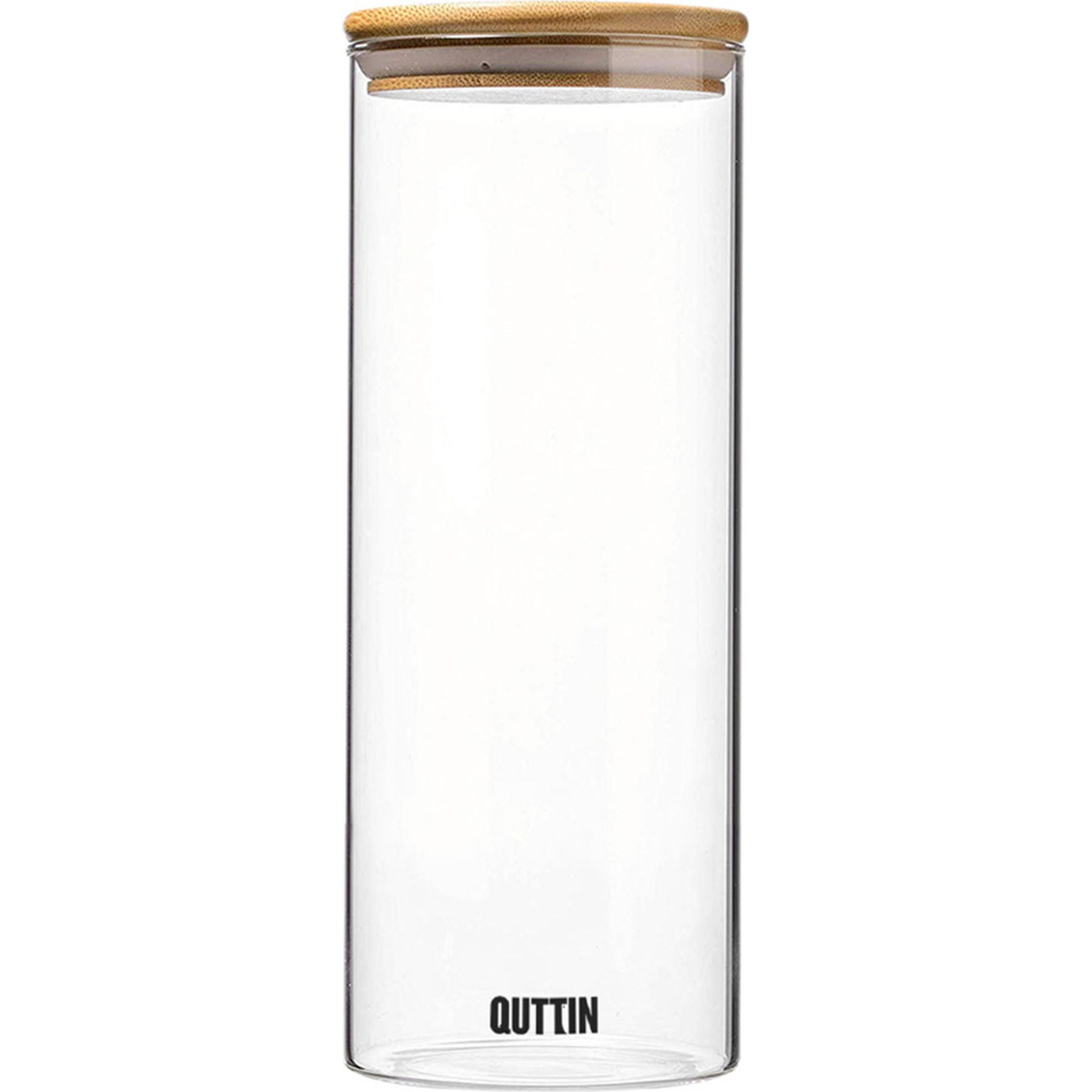 QUTTIN - Tarro Borosilicato 9.5x27cm Tapa Bambú - Tarro Hermético Duradero y Versátil para Almacenamiento de Alimentos - Calidad Premium | Amystyle