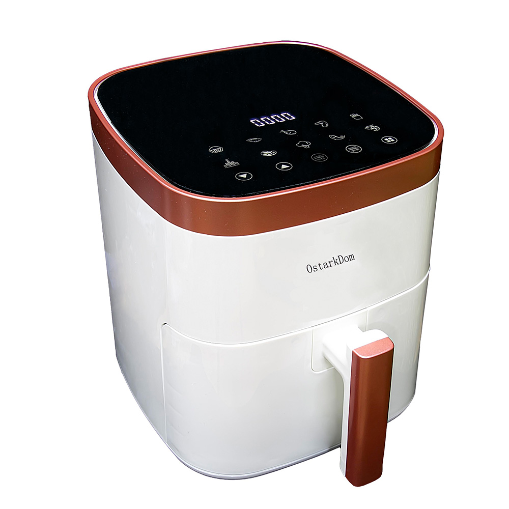 Freidora de Aire sin aceite OstarkDom Milmeggium de 6L, 8 Modos preestablecidas para Cocinar, Ventana de Visualización, Pantalla Táctil LED - 1500W, 80-200°C
