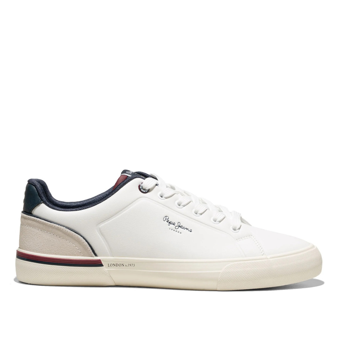 Zapatillas deportivas Pepe Jeans kenton campus blancas con detalles nergos y granates