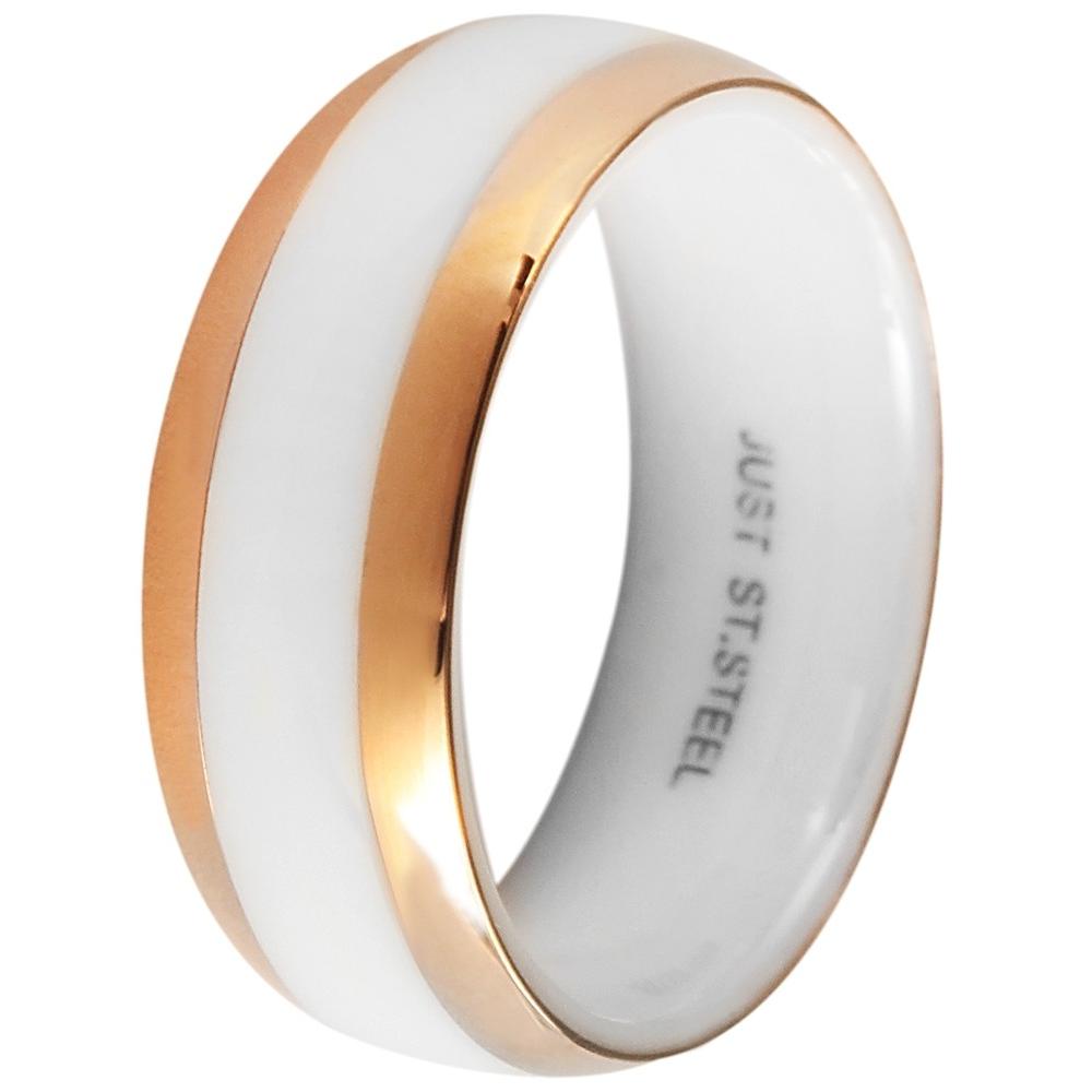 Just® Anillo em Cerâmica Branco e Rose Gold - 62