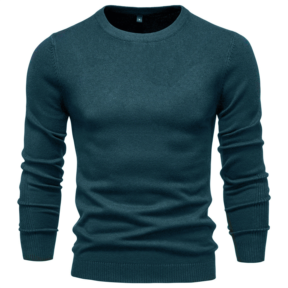 TK Suéter de punto grueso de cuello redondo y corte ajustado para hombre, ideal para otoño/invierno.
