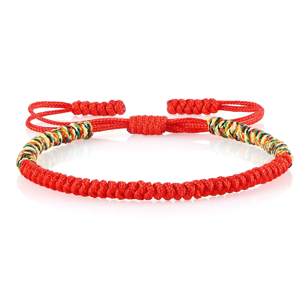 Pulsera de Cuerda Roja tibetana Tejida a mano Hilo de Colores Cuerda para Pareja
