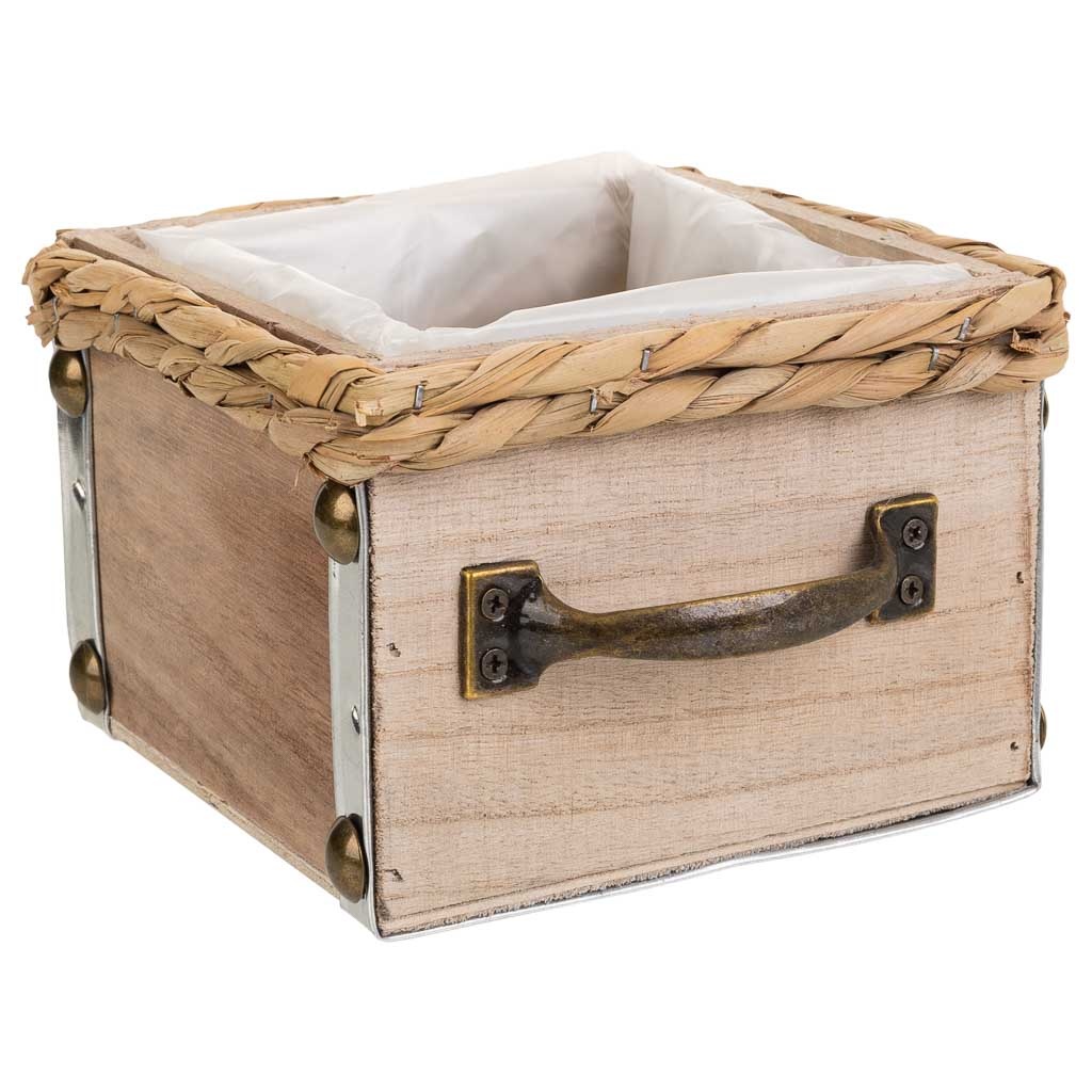 Wonderlust Deco - Cajón de madera marrón 15x15x10,5 Marrón 15x15x10,5h cm