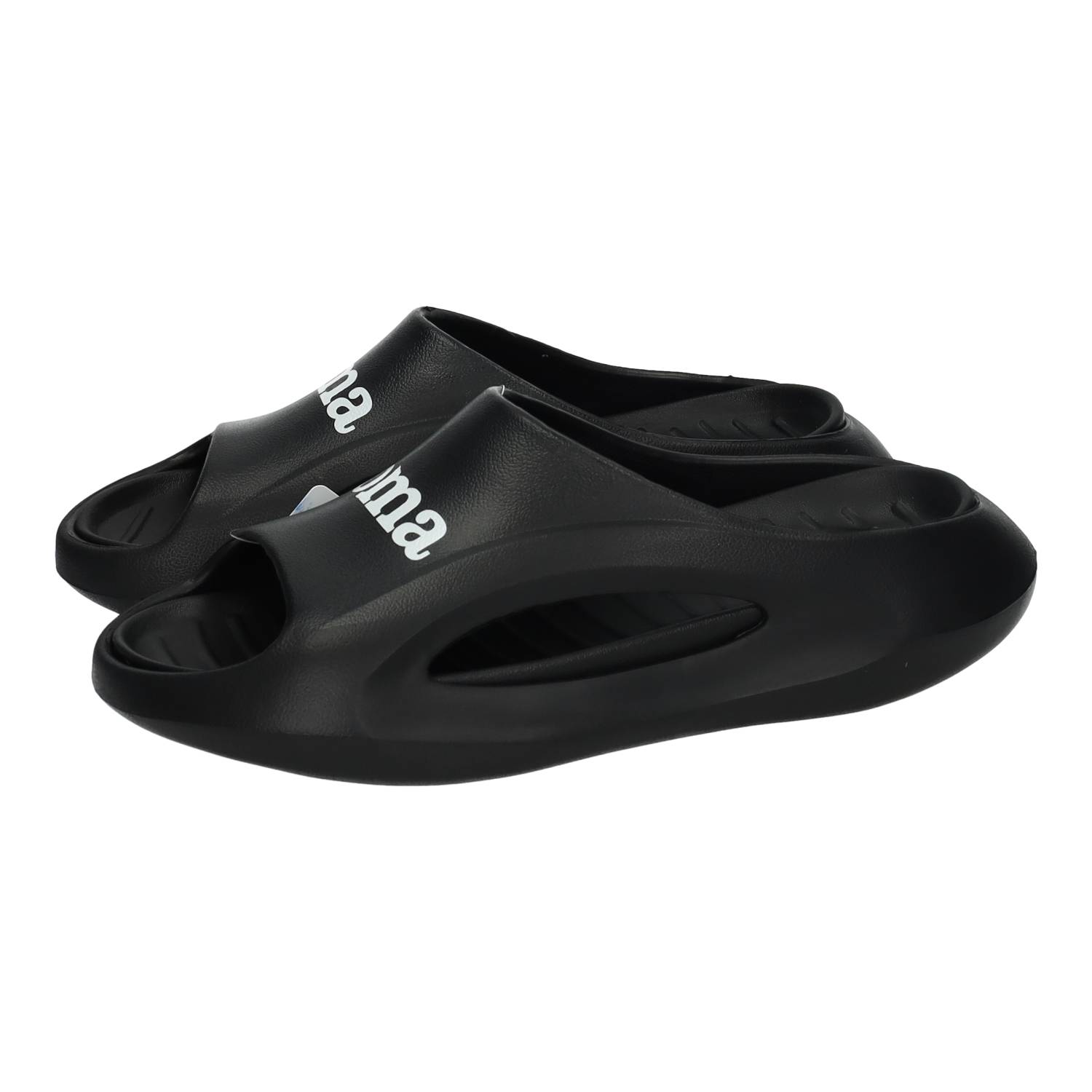 Sandalias marca JOMA para hombre en color negro. Chanclas de pala Joma para hombre en negro con diseño ergonómico y ventilación lateral
