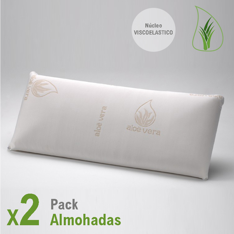 NORDIC HOME Pack 2 Almohadas Viscoelásticas Aloe Vera Fresh Transpirables y Confortables