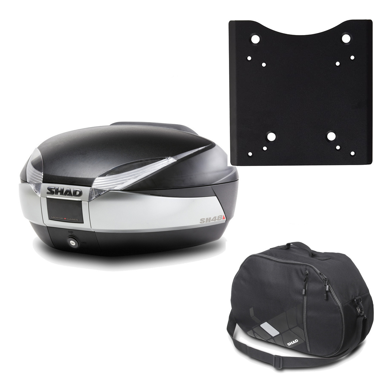 Baul Trasero + Herraje Montaje + Bolsa Interna Sh48 Titanium Premium KIT-186569