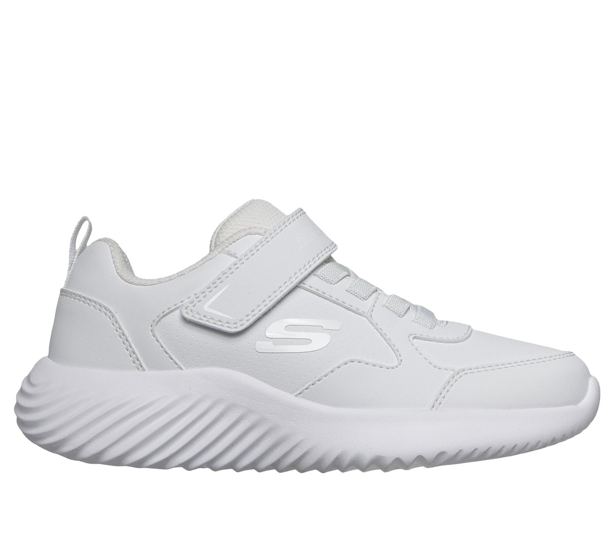 Skechers Bounder Power Study 405626 - Zapatillas Niño Blanco con Velcro, Ligeras y Transpirables para el Colegio