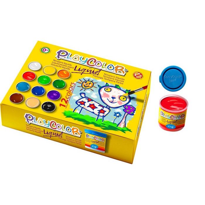 INSTANT TEMPERA PLAYCOLOR LIQUID 40 ML 12 COLORES SURT CON PINCEL VARIOS PAPELERIA 20x15x4 Cms.