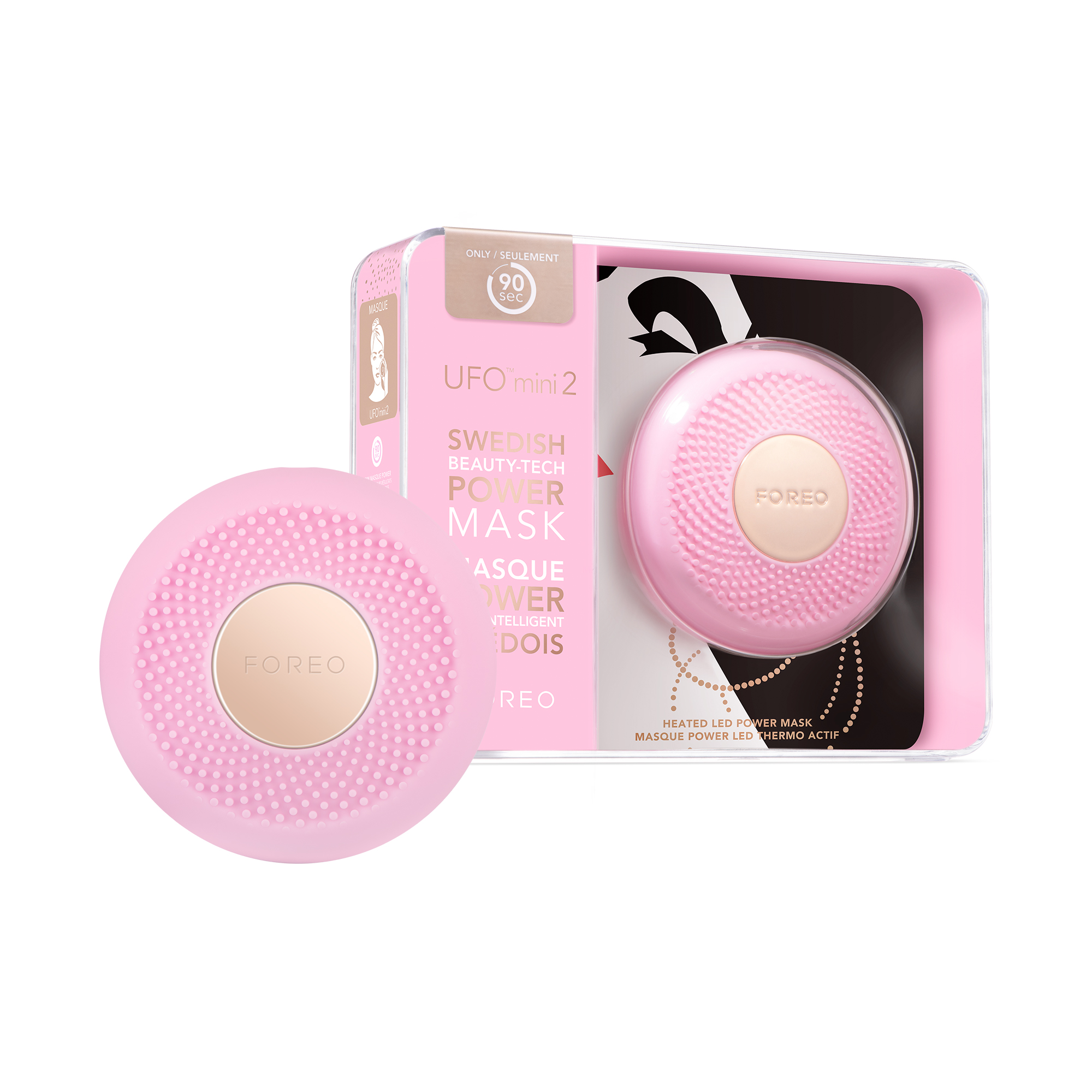 FOREO UFO mini 2 Tratamiento de mascarilla led facial, terapia de luz led roja, mascarillas faciales de belleza, termoterapia, masajeador facial, aumenta la absorción del cuidado facial