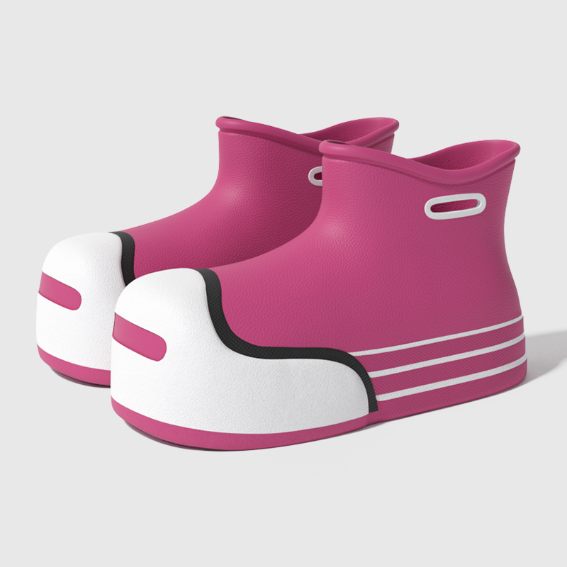 OmHO Botas de lluvia para adultos para mujer, zapatos de verano antideslizantes e impermeables, botas de lluvia con linda cara sonriente, ropa de exterior de moda, zapatos de agua de suela suave, zapatos de goma.