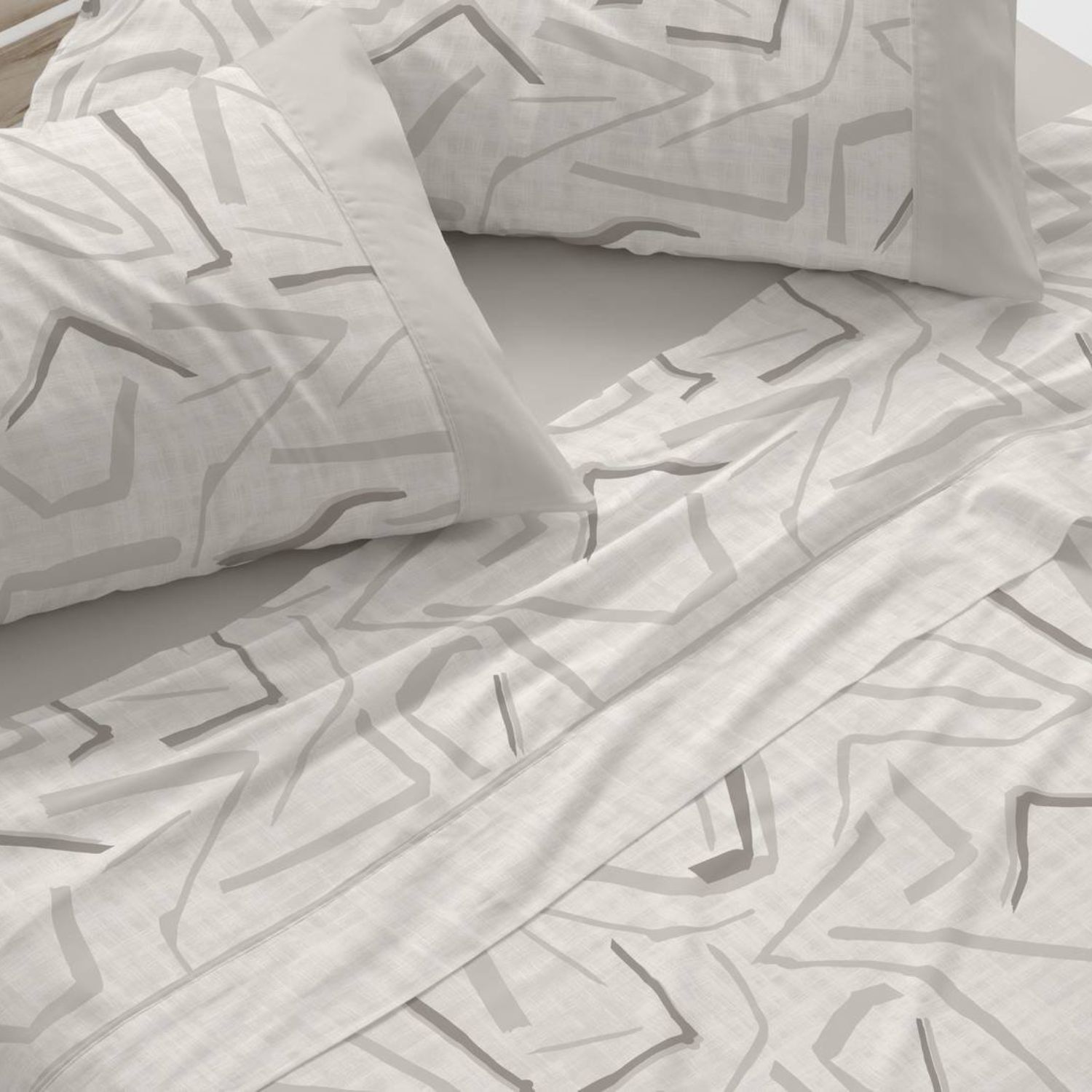 Juego Sábanas BURRITO BLANCO 100% Algodón Extrasuave Diseño Étnico Verde grisáceo - Larga Duración, Anti-Pilling - Cama 90-150cm