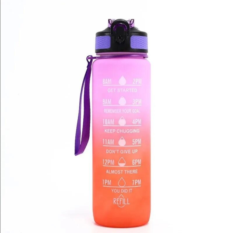 Botella De Agua Deportiva De 32 Oz Reutilizable Con Tiempo Para Beber Y Motivacional Para Gimnasio Y Exterior Material PC