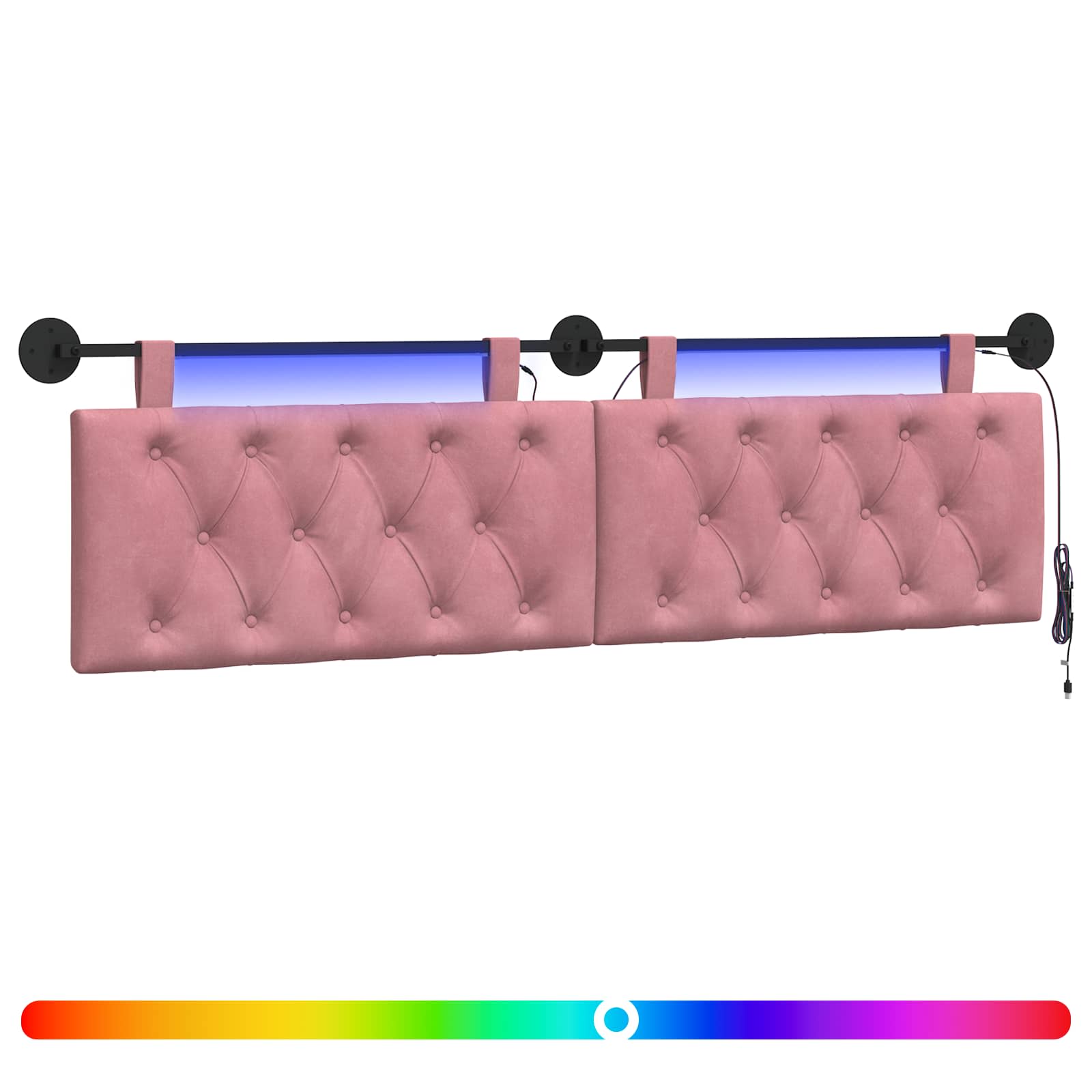vidaXL Cabecero colgante Terciopelo 190 x 55 x 7 cm Multicolor