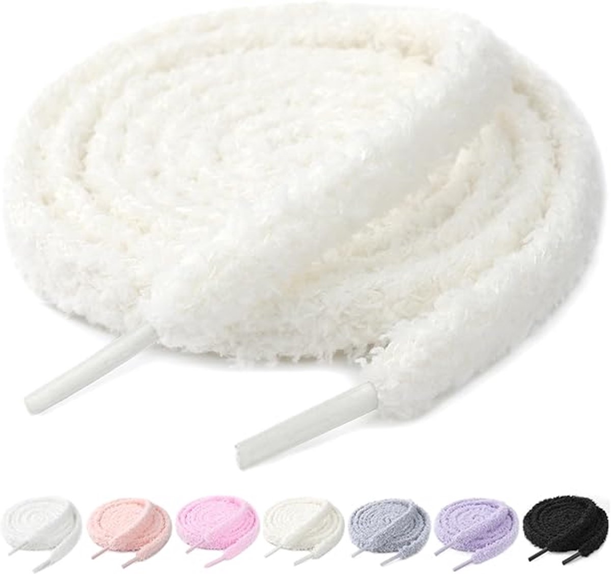 Zachte pluche schoenveters, vervangende schoenveters, geweven ontwerp, geschikt voor sportschoenen, vrijetijdsschoenen, enz., 140 cm, gebroken wit.