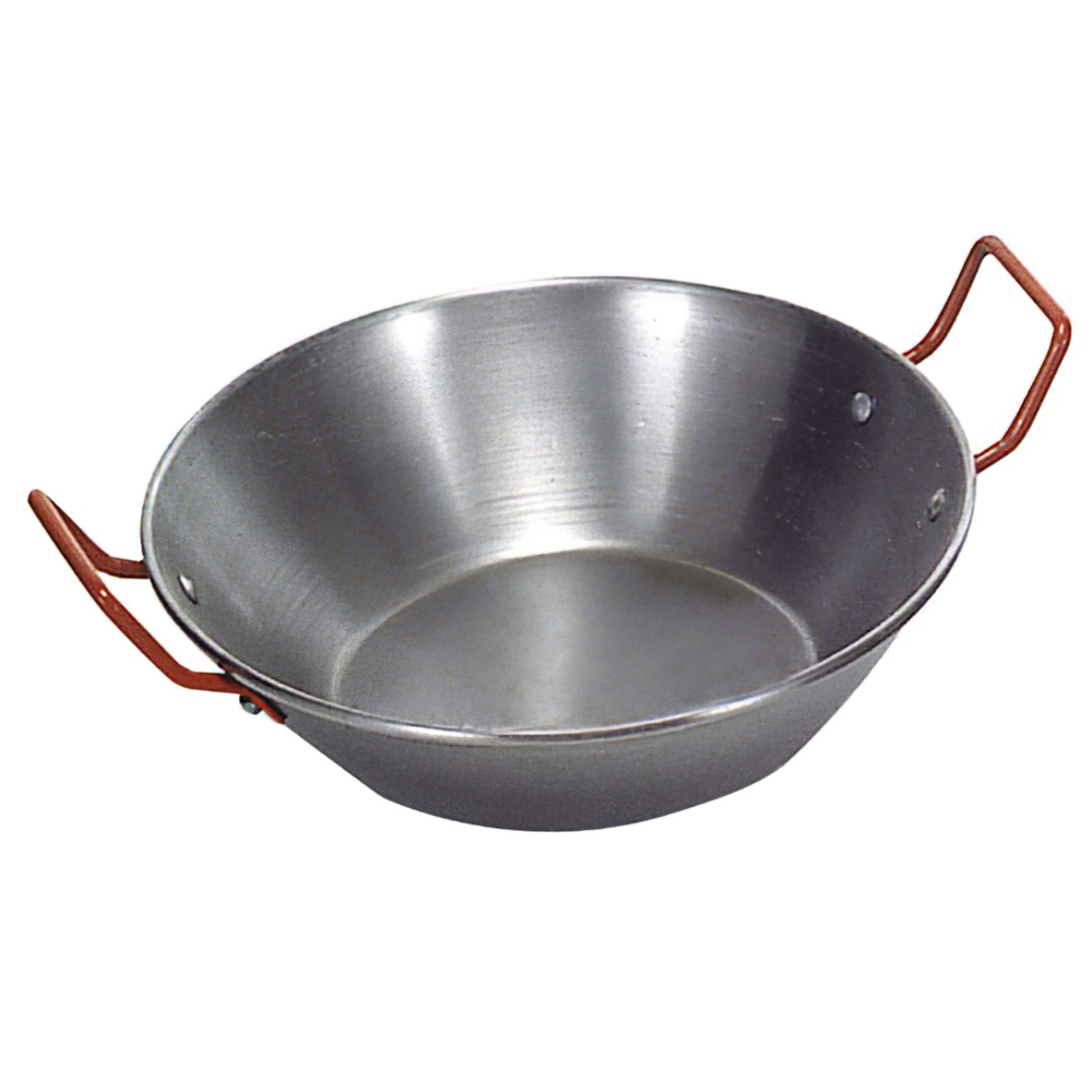 GARCIMA Sartén Honda de Acero Pulido con Dos Asas de 20 a 60 cm | Sartén Profunda Tradicional para Freír, Guisos, Migas y Calderetas | Especial Fuego de Gas, Leña y Paelleros