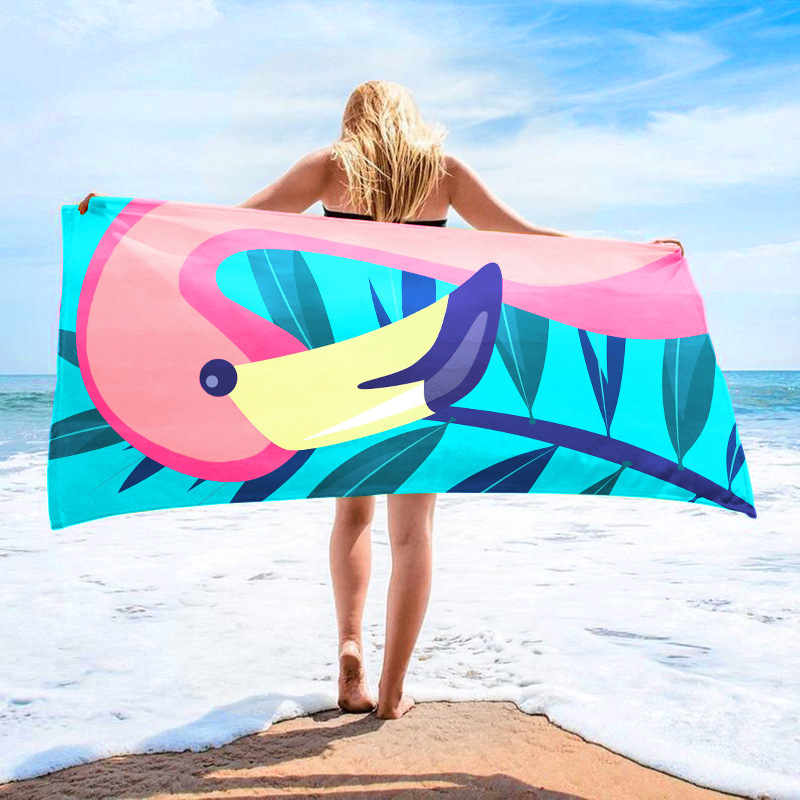 CA Toalla de playa de microfibra Toalla estampada Toalla absorbente para playa Natación Vacaciones