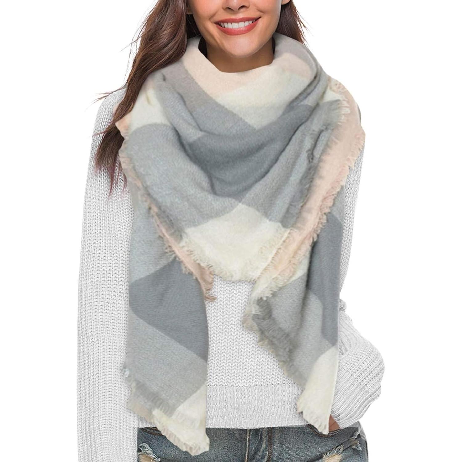 Bufandas Mujer Invierno Grib Grande Chal Cálido Moda Bufandas Largas de Invierno