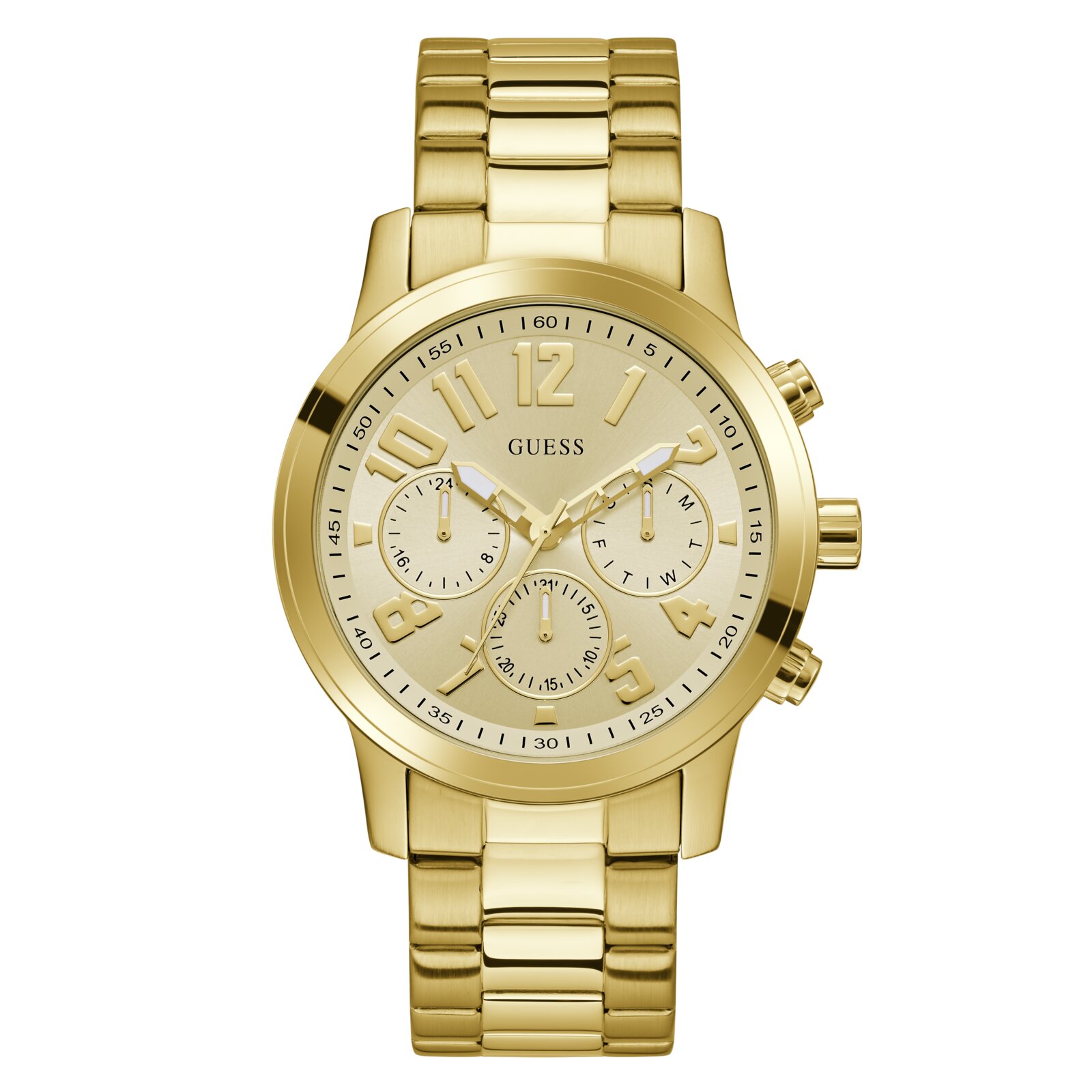 Guess Reloj Hombre Caja De Acero Reciclado Pulsera Acero De Color Dorado Resistente Al Agua 5 Atm Gw1006g2