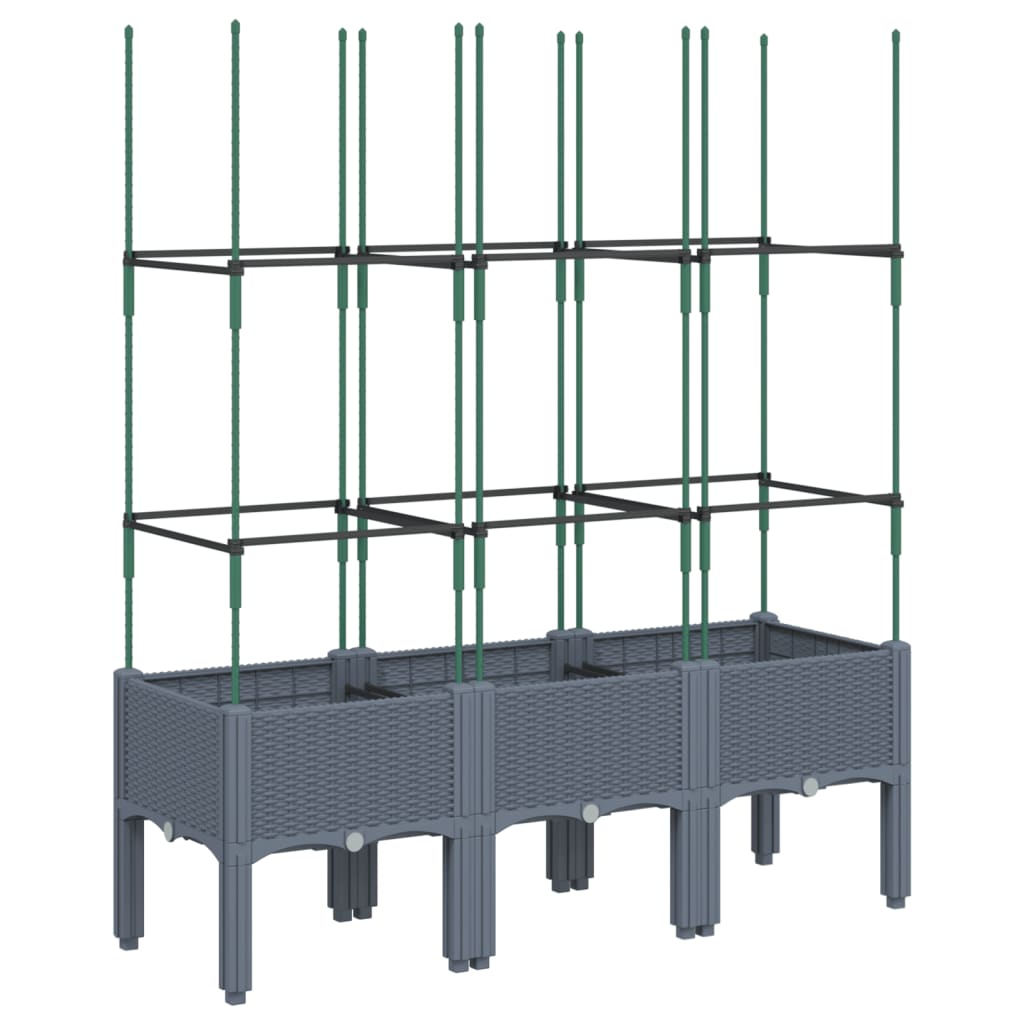 vidaXL Jardinera con enrejado PP 120x40x142,5 cm Color Gris,  Gris claro,  Negro y mas