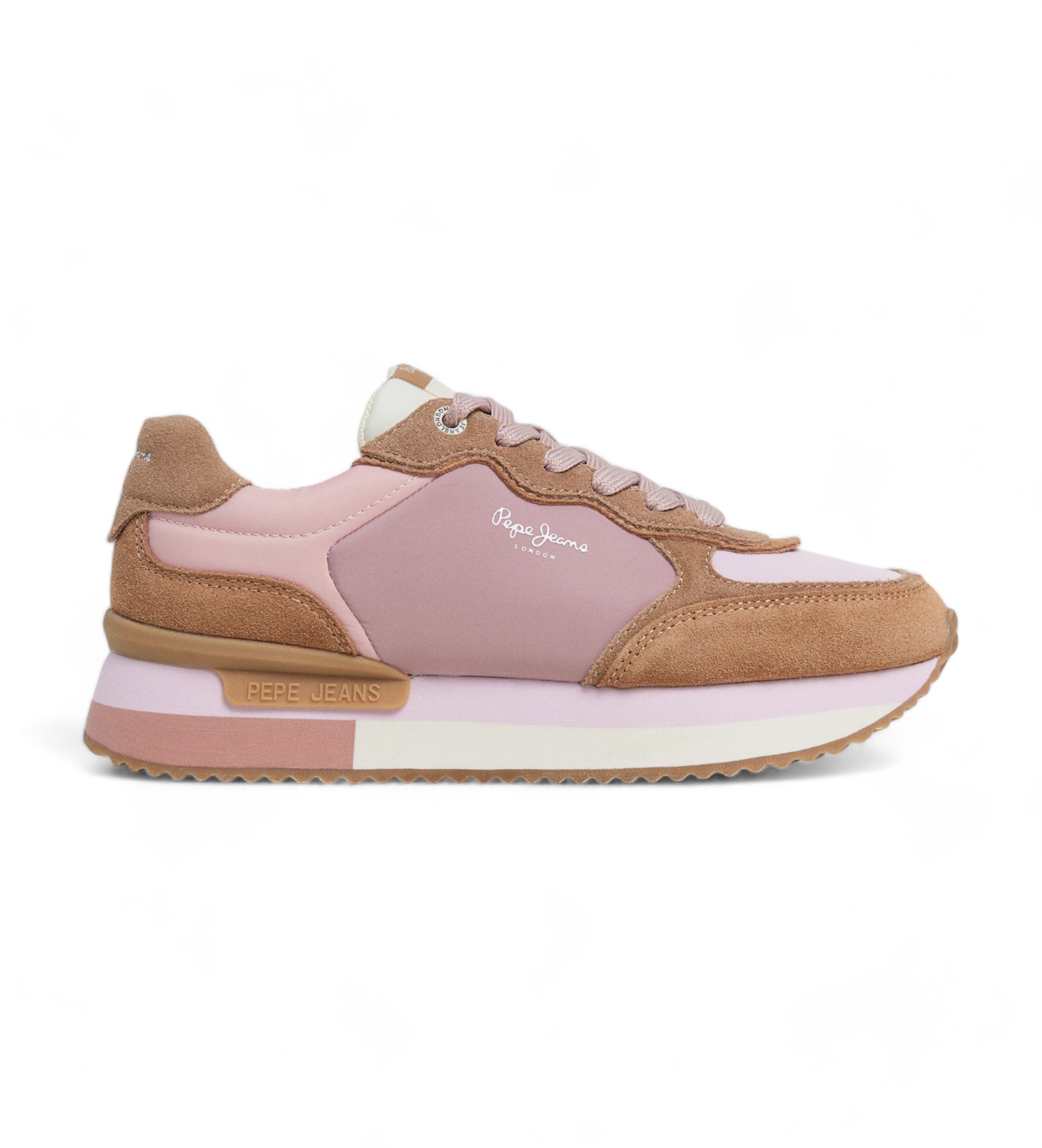 Pepe Jeans | Mujer | Zapatillas de Piel Rusper Mania rosa, marrón