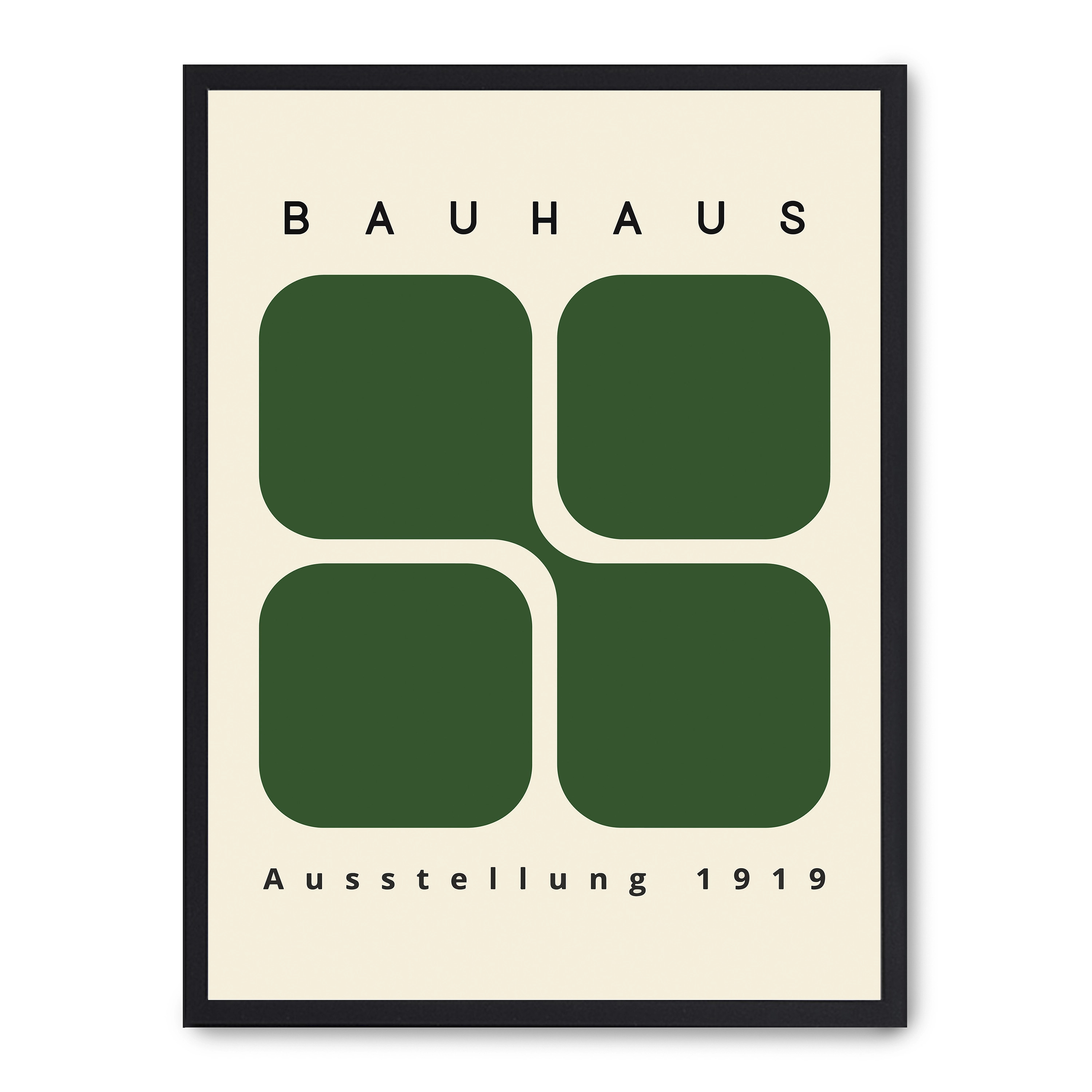 Lámina con marco negro BAUHAUS GREEN FORMS II 21x30 cm, Póster impreso en papel de primera calidad de 180gr, montado sobre marco de madera MDF acabado en negro., Arte - Bauhaus