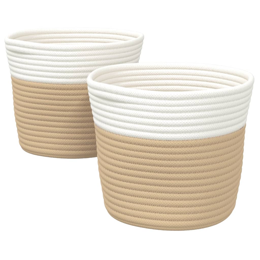 vidaXL Cestas de almacenaje 2 uds algodón Ø24x18 cm