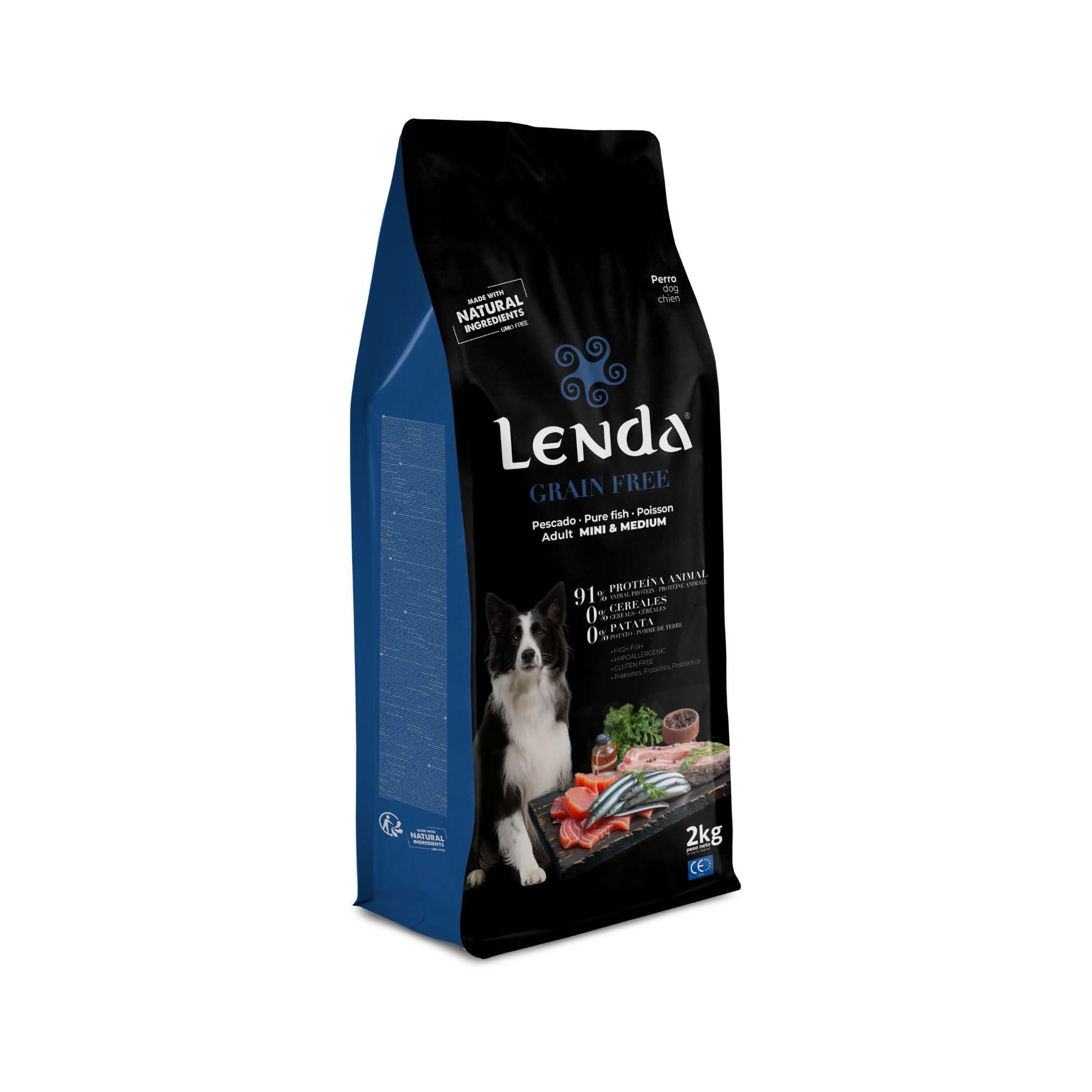 Lenda Grain Free Pescado y Krill - Pienso Hipoalergenico Alto en Carne Sin Cereales para Perros - Sin Grano ni Patata para Digestion - con Probioticos y Condroprotectores para Articulaciones