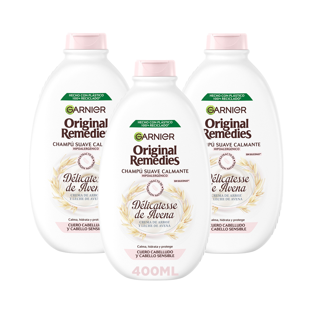 Garnier | Original Remedies Rutina Délicatesse de Avena champú, mascarilla y acondicionador para cuero cabelludo sensible