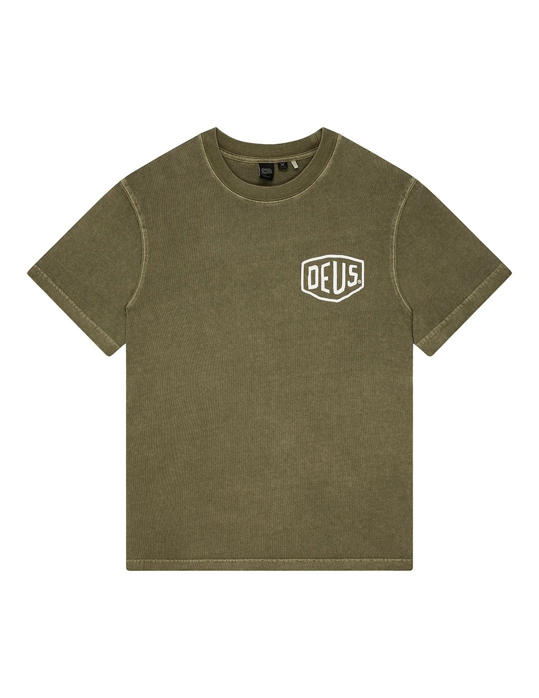 DEUS CAMISETA VERDE SHIELD GARMENT DYED
