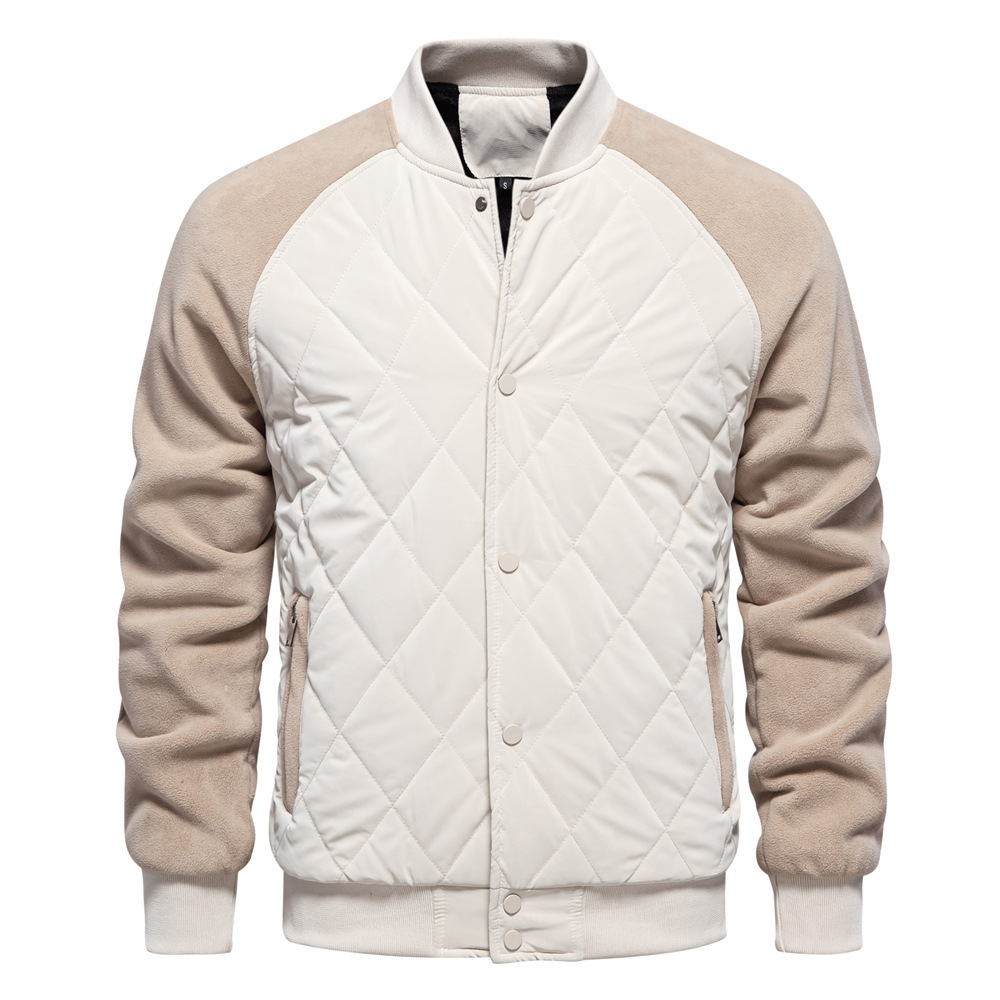 TK Chaqueta gruesa acolchada de terciopelo para hombre, chaqueta informal europea y americana, chaqueta superior de manga raglán, novedad de Otoño de 2024