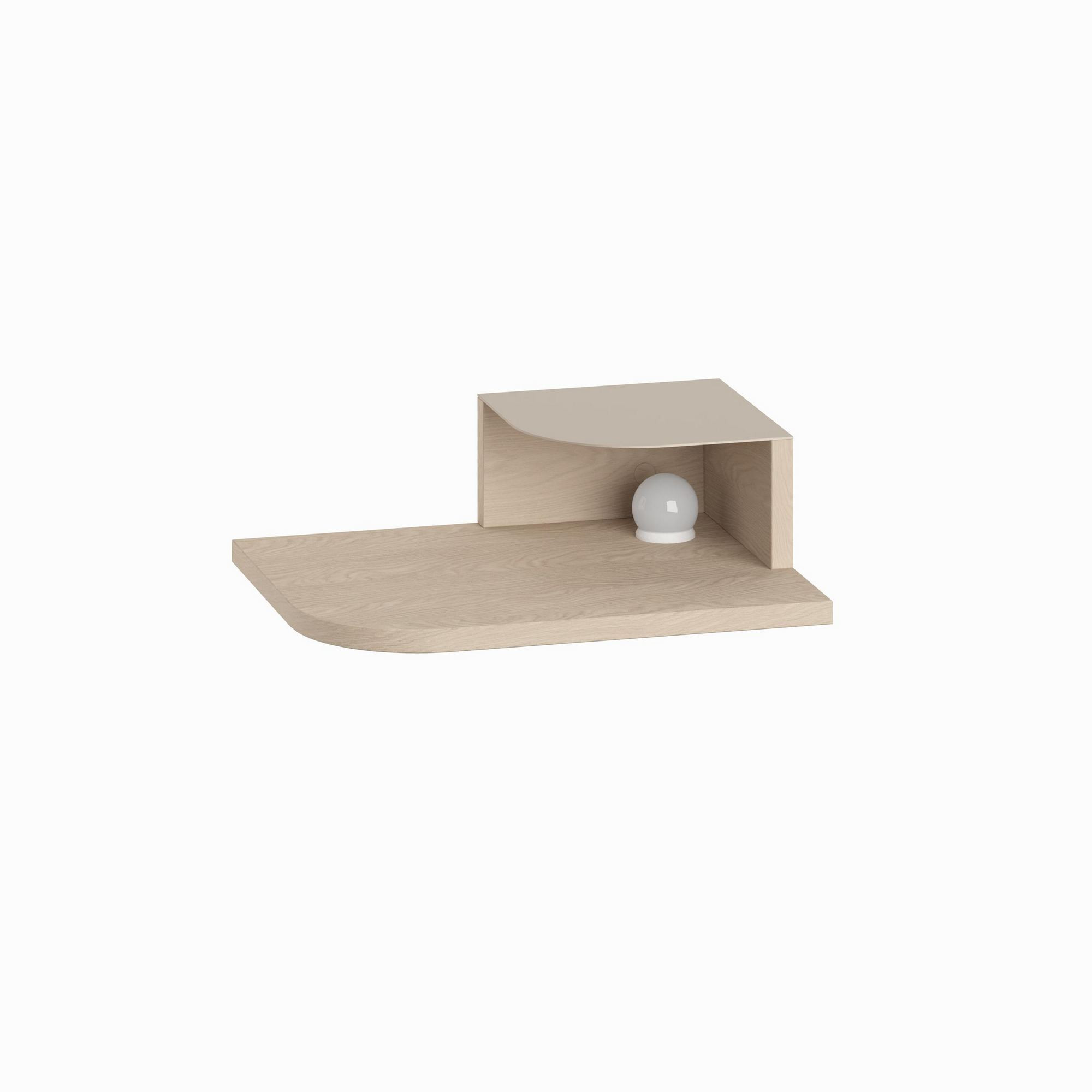 Habitat y Jardin - Mesita de noche con lámpara de madera <<Luno>> - 40 x 30 x 16 cm - Color crema