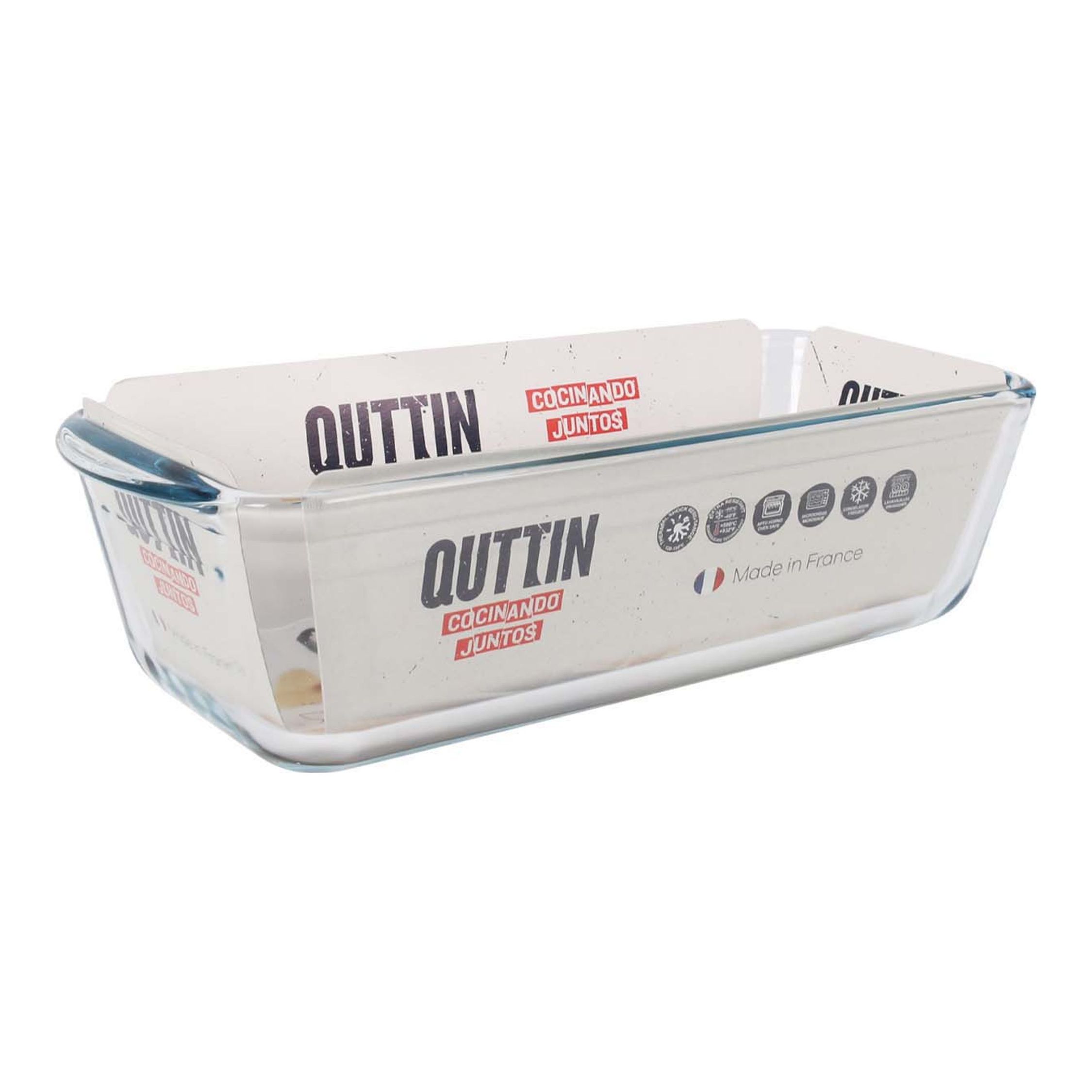 Quttin - Molde Rectangular Vidrio Hondo 28cm/1.7L - Versátil y Duradero, Apto para Lavavajillas