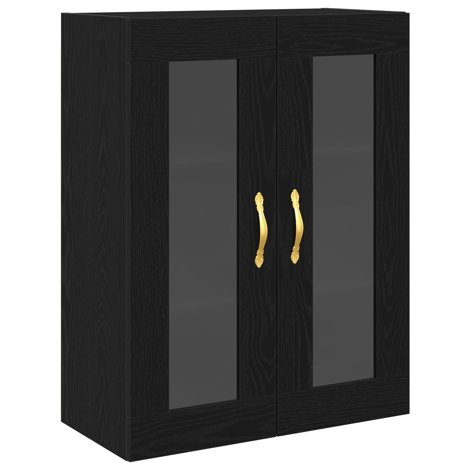 Armario de pared vidaXL con puertas de vidrio Roble negro 69,5x34x90 cm