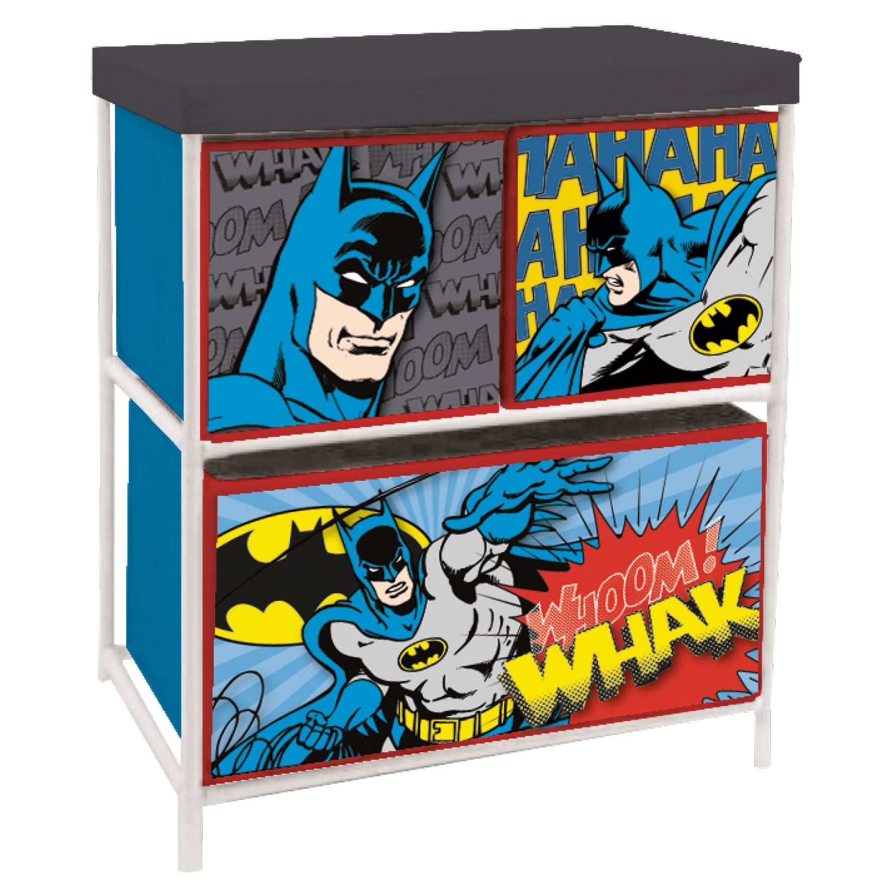ARDITEX BT15787 Estantería con 3 contenedores textiles de 53x30x60cm de WARNER BROSS-Batman