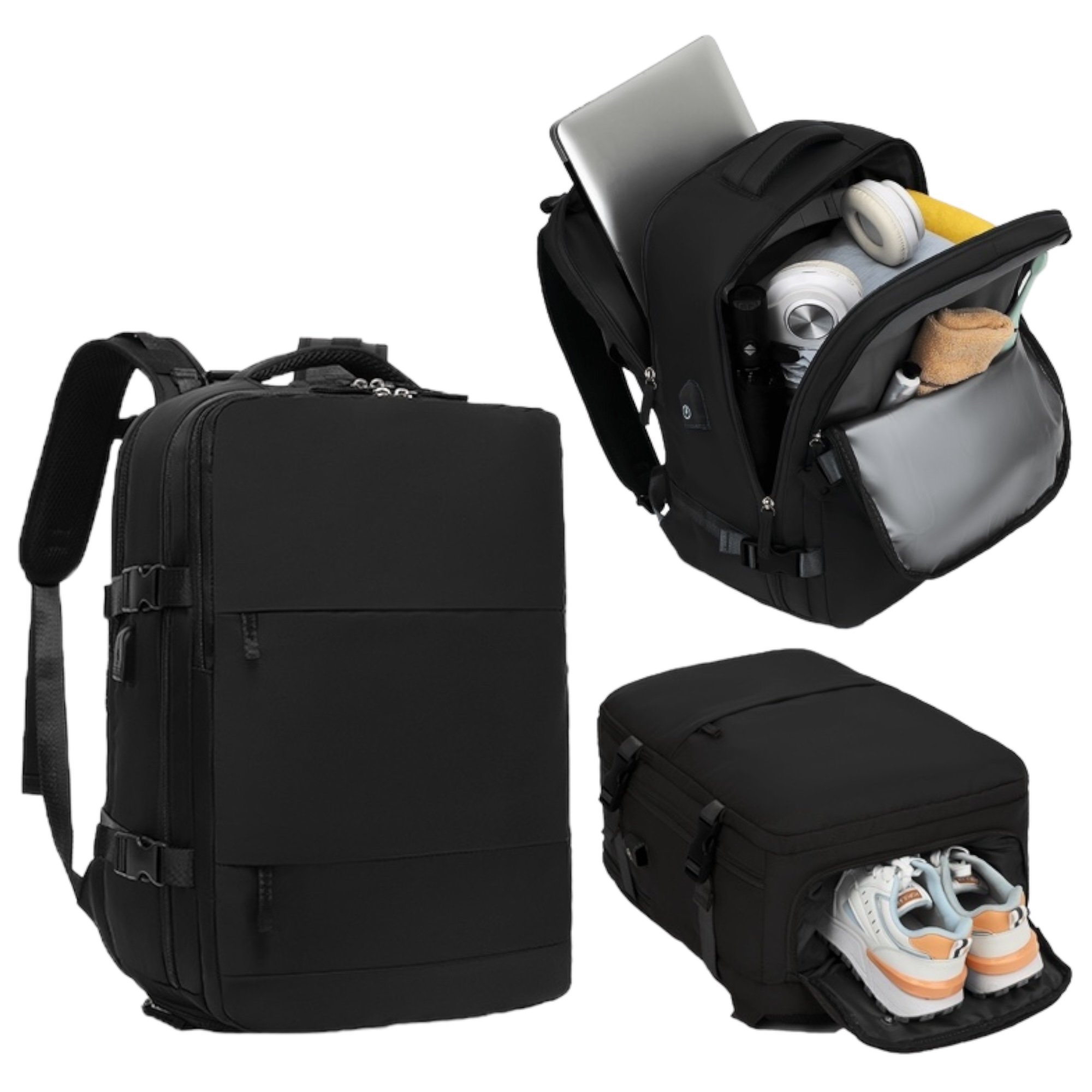 Mochila de Viaje para Cabina de Avión 45x36x20 para Vueling, EasyJet, Ryanair Equipaje de Mano Impermeable y Espaciosa con Compartimento para Zapatos y Puerto USB Mochila Antirrobo Multifuncional para Viajes y Escapada (2210-002 1288 2350 H24)