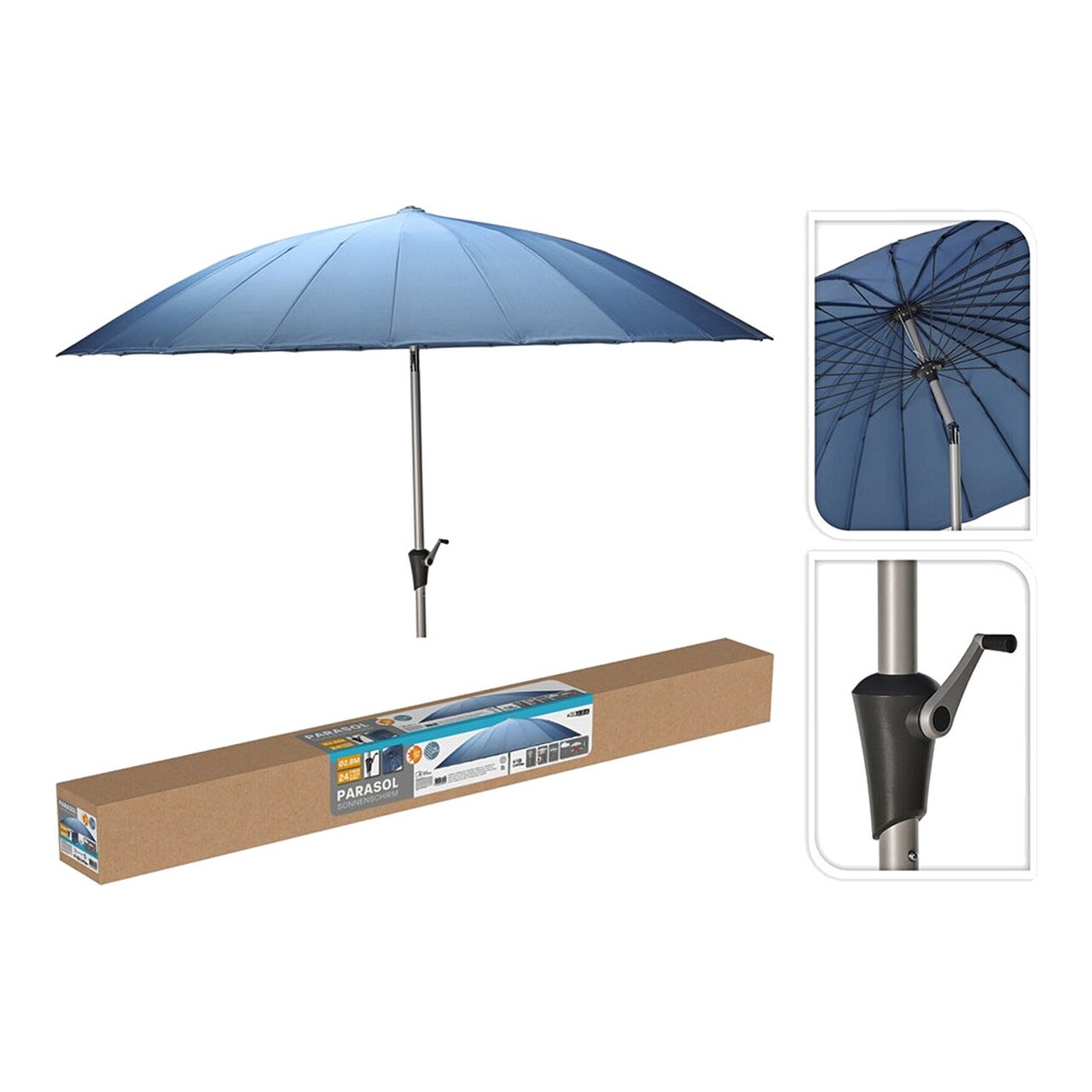 Parasol Inclinable Con Manivela 280 X 248 Cm 70719
