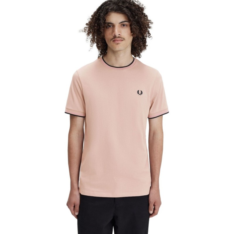 CAMISETA FRED PERRY ROSA CONTRAST RIBETED NECK U89 TEE