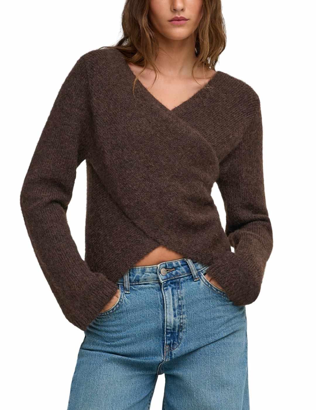 Jersey Only Maggie marrón punto reversible para mujer