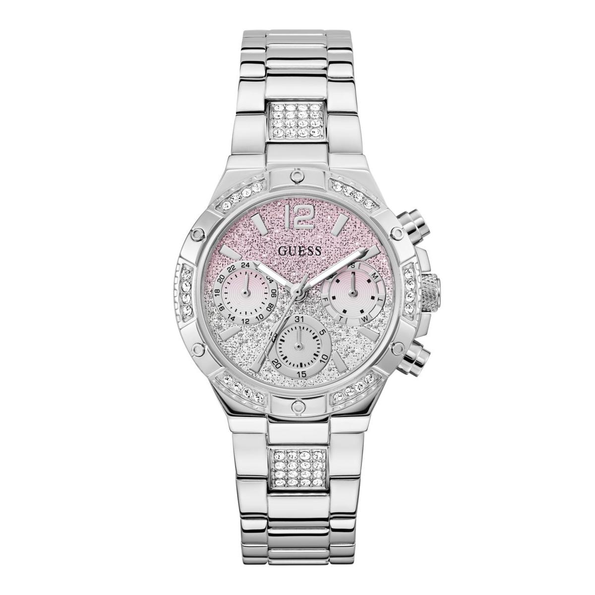 Guess Reloj Mujer Caja De Acero Reciclado Pulsera Acero De Color Plateado Resistente Al Agua 5 Atm Gw0950l1