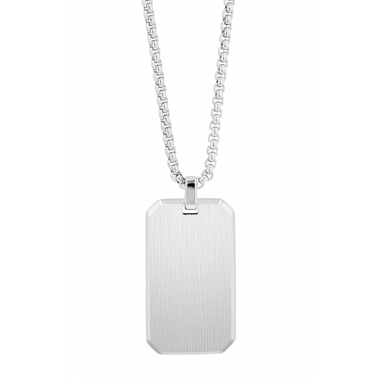 Akzent® Collar Prateado com Colgante Gravável em Aço Inoxidável - 60 cm