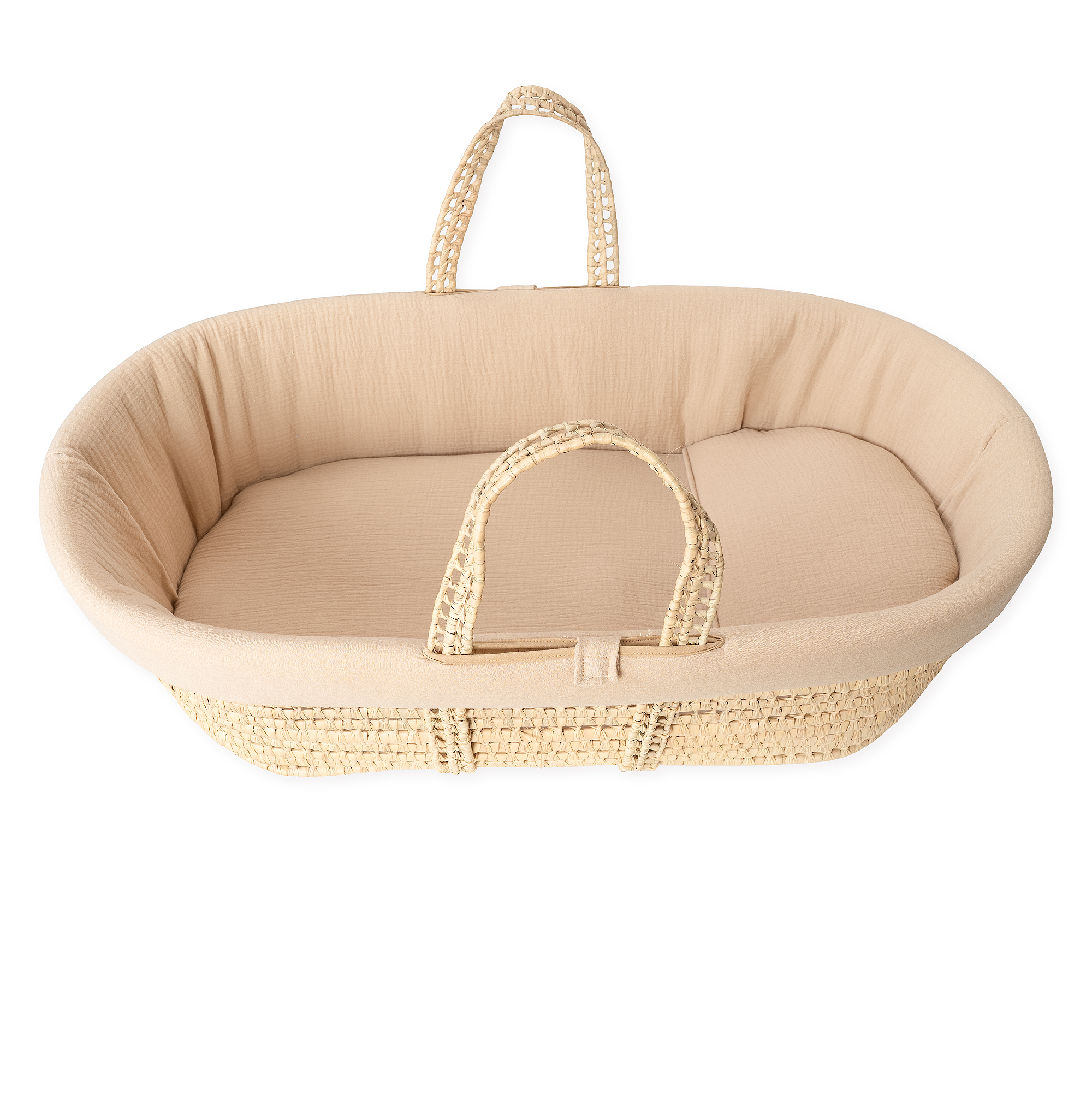 CAPAZO PARA MOISÉS DE MIMBRE CON VESTIDURA DE MUSELINA BABYLINE. 100% ALGODÓN NATURAL. DIFERENTES COLORES. INCLUYE MIMBRE Y VESTIDURA