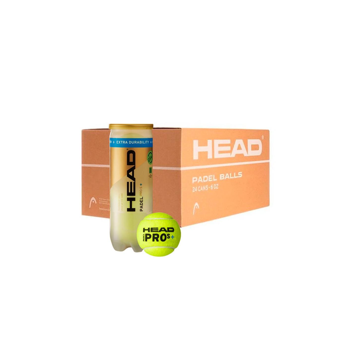 CAJON DE PELOTAS DE PADEL HEAD PRO S + - HEAD PRO S PLUS 24 BOTES DE 3 PELOTAS CADA UNO
