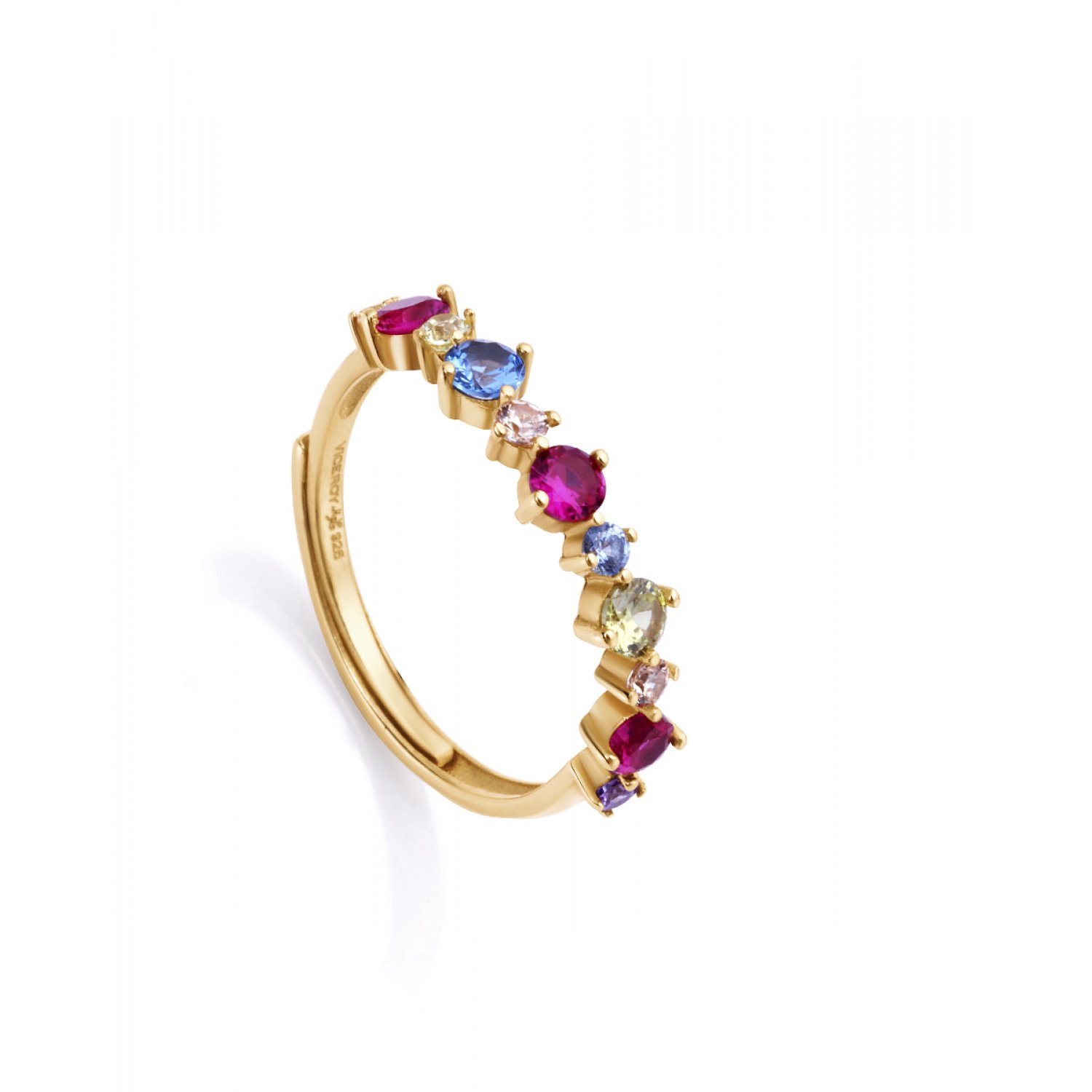 Viceroy Anillo Elegant de plata de ley con baño de oro con circonitas multicolor