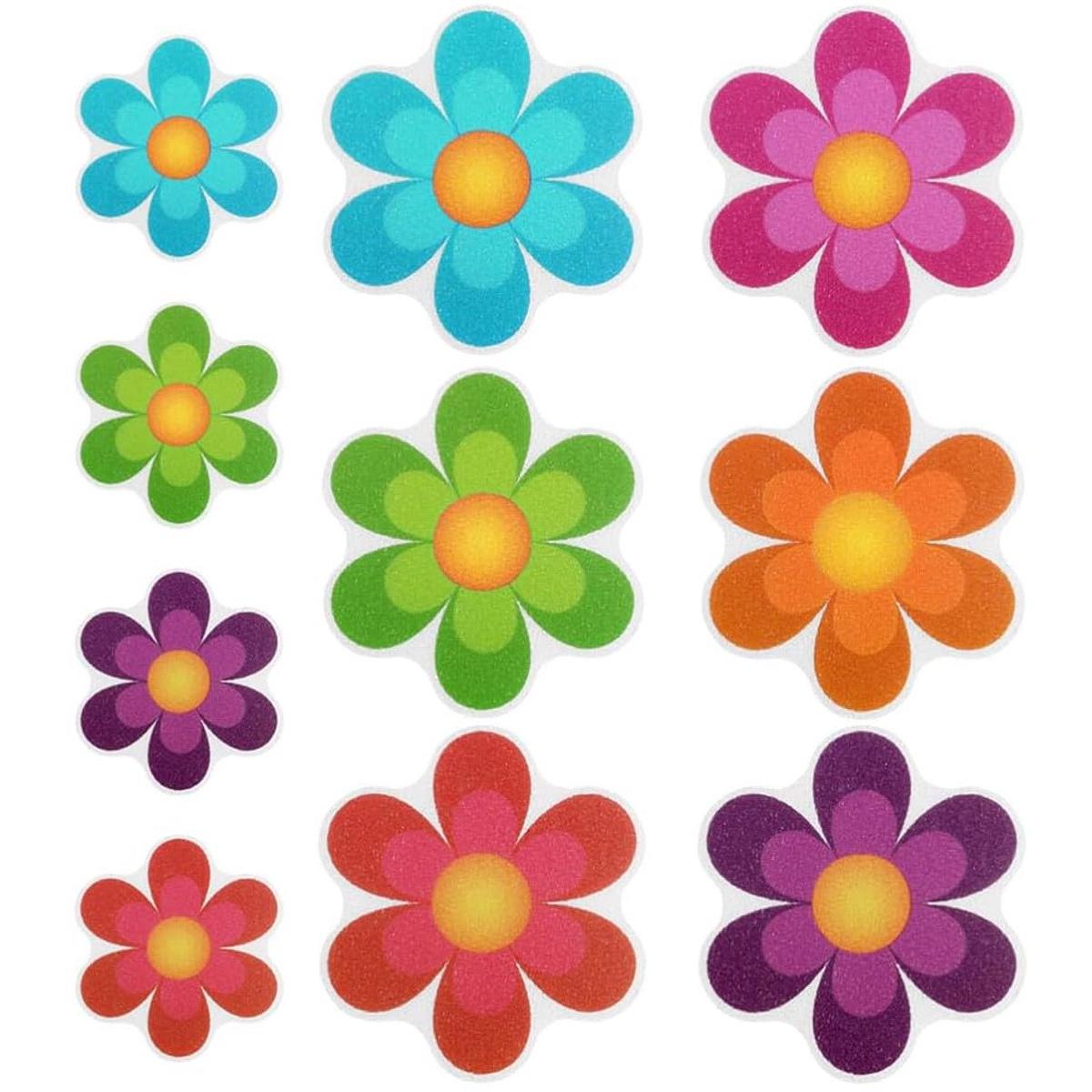 10 pegatinas antideslizantes de seguridad con forma de flor, autoadhesivas de goma para baño, alfombrilla antideslizante para suelo de bañera, ducha y piscina.