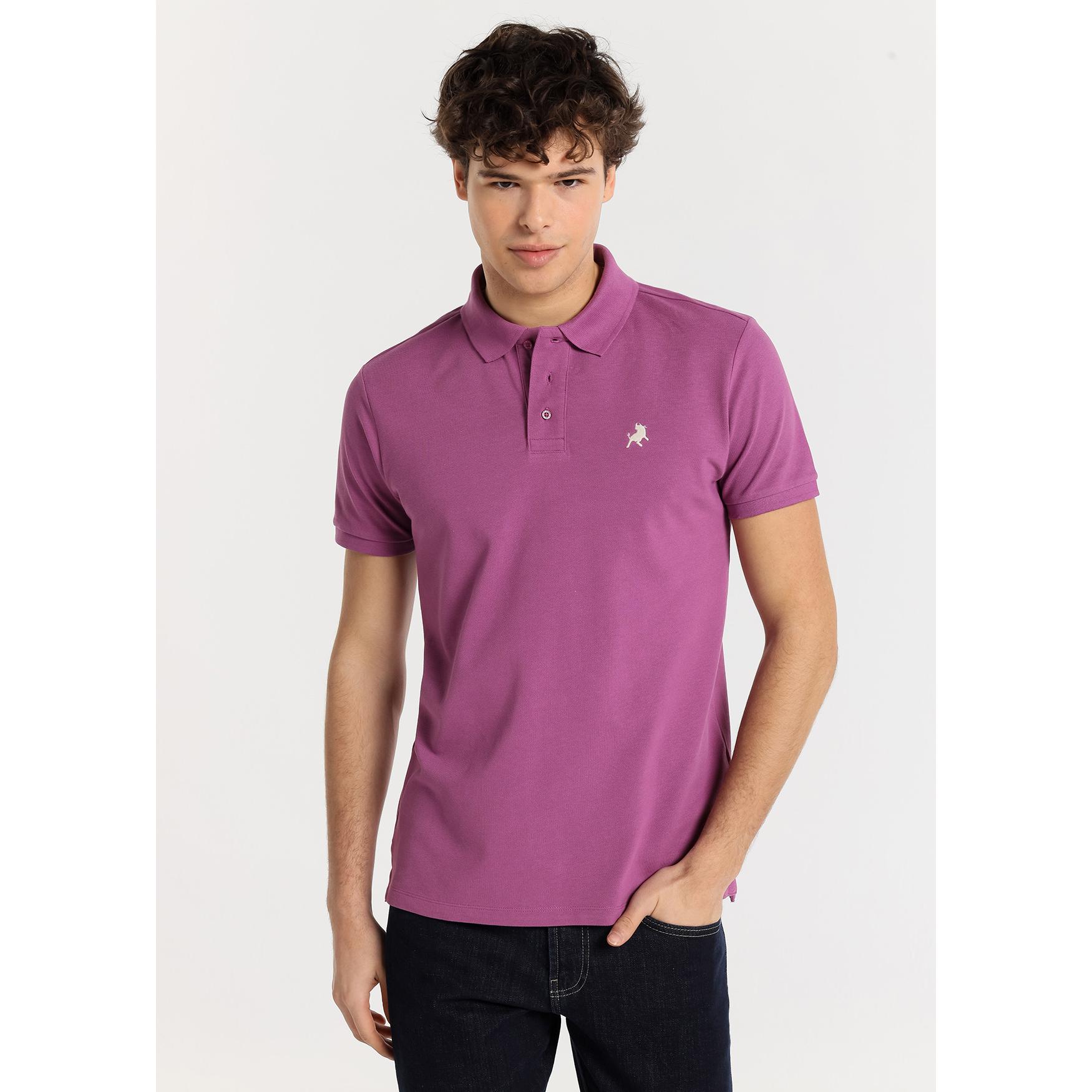LOIS JEANS - Polo de Piqué Básico con Bordado Logo Toro Burdeos