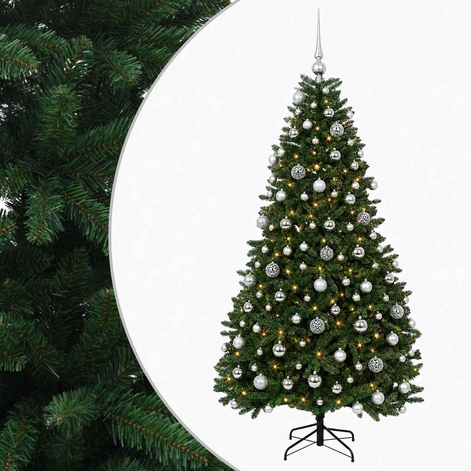 vidaXL Árbol de Navidad artificial verde medio con bolas 180 cm