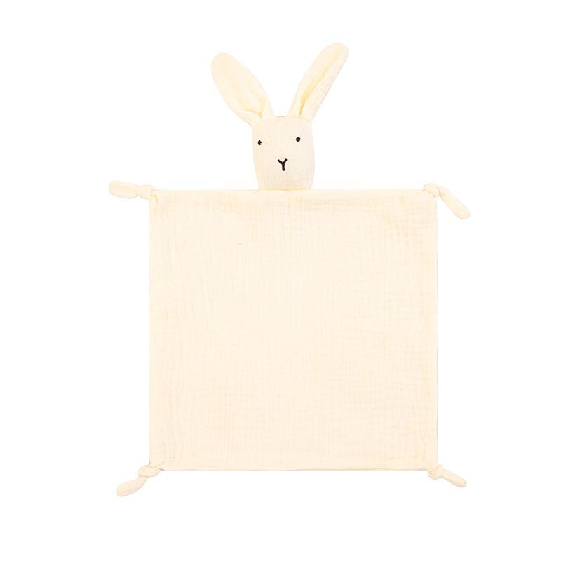 2 piezas--Paño de consuelo de gasa de algodón, paño para babas de uso diario, clase A, mordedor, peluche de conejo.